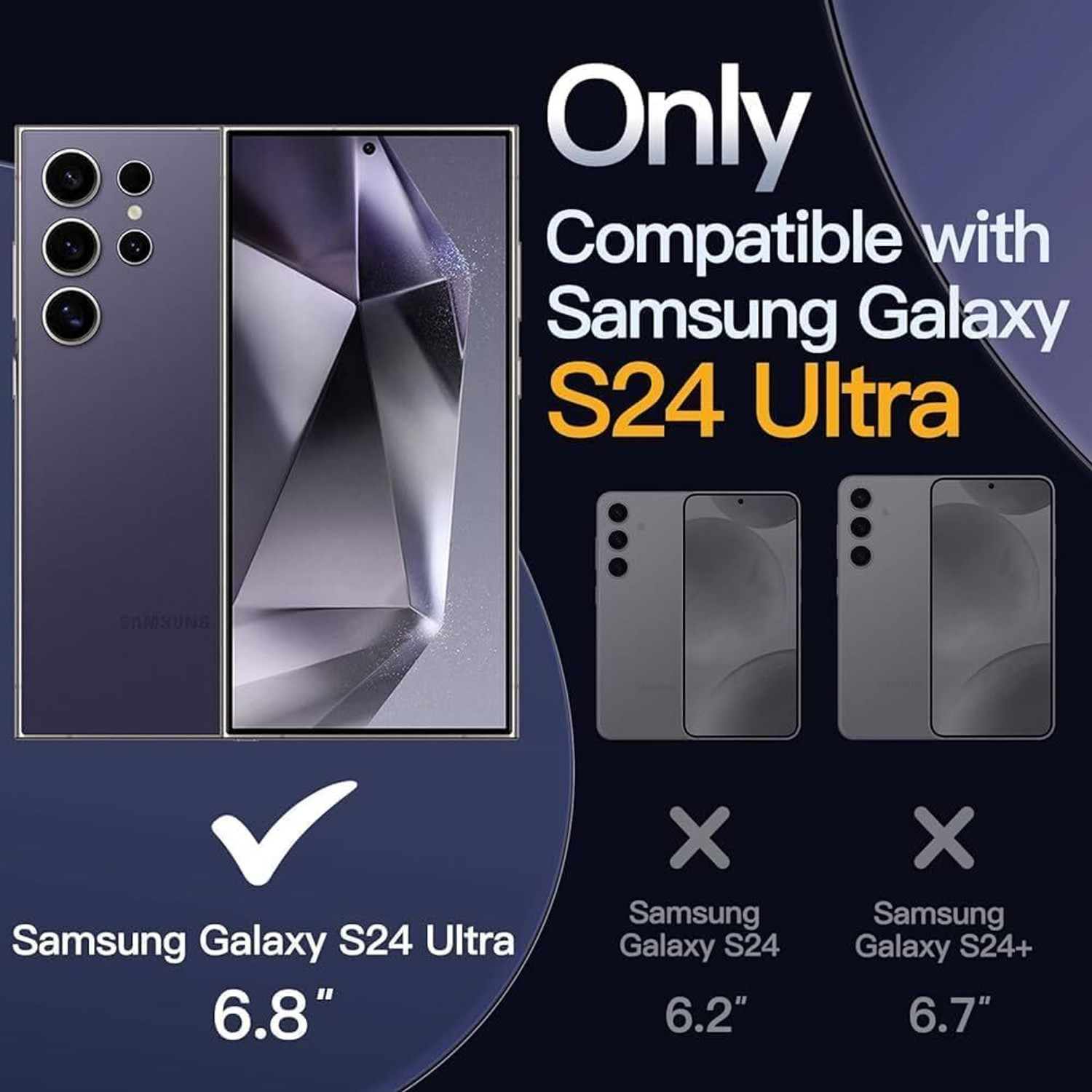 Image of VONZEE Back Cover for Samsung Galaxy S24 Ultra 5G Transparent Slim Case With Built-in Camera Stand