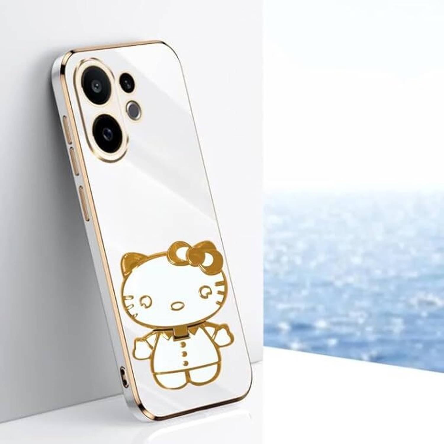 A3sprime Back Cover for vivo V60 5G with Cute 3D Cartoon Shaped Folding Mobile Stand Holder