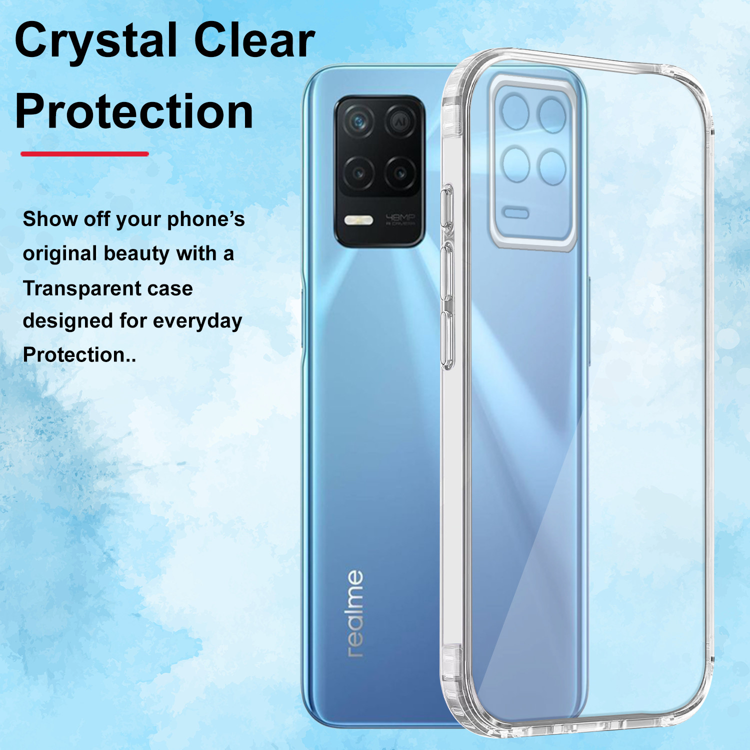 Image of SMARTPOCKET Back Cover for Realme 9 5G (Transparent, 3D Case, Silicon, Pack of: 1)