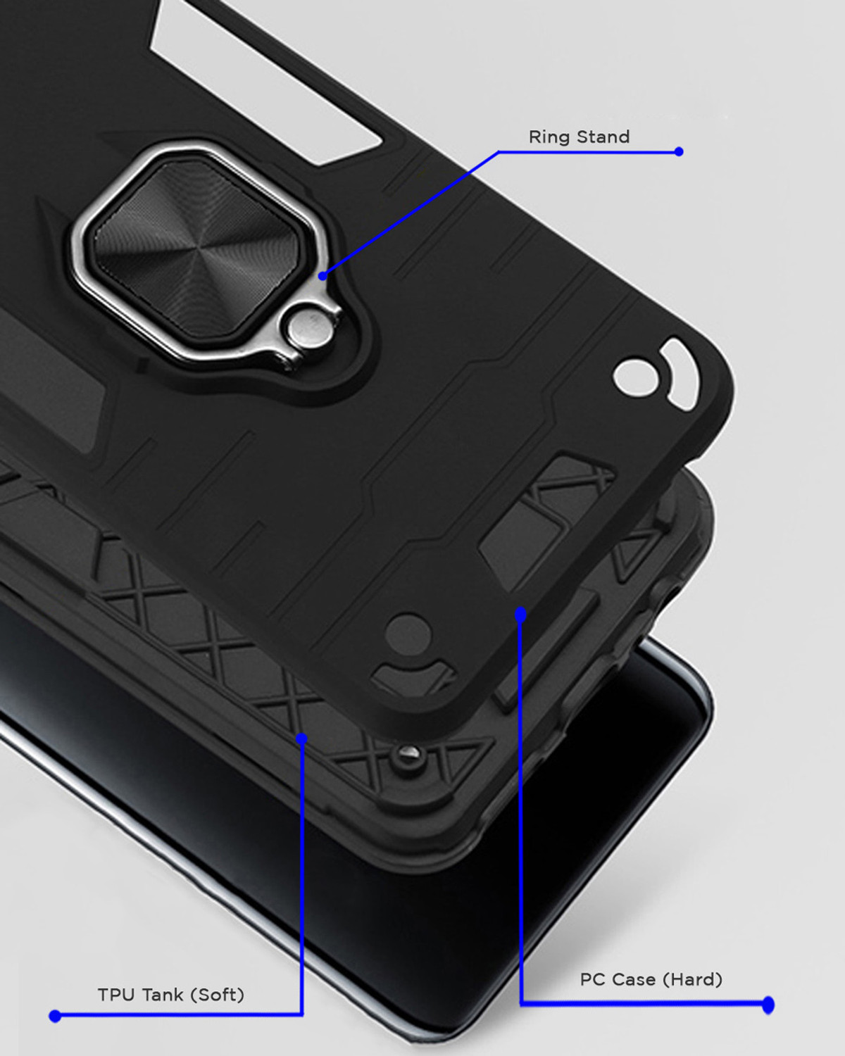 Image of BOZTI Back Cover for Vivo Z1x (Black, Rugged Armor, Pack of: 1)