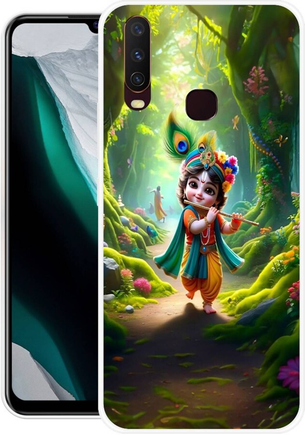 PHONE WALEY.COM Back Cover for VIVO Y12,1904,1940,RADHA KRISHNA, LORD, KANHIYA, KRISHANJI, GOD