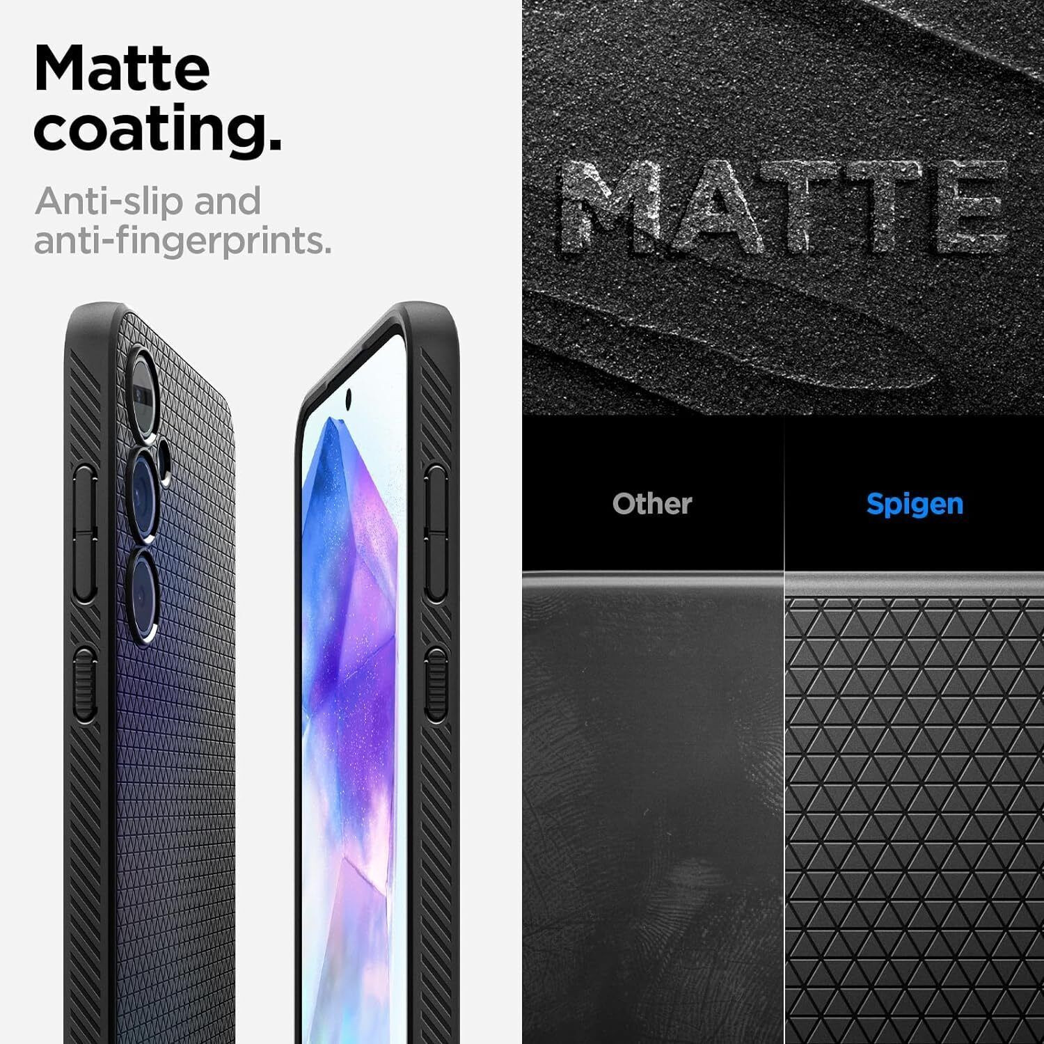 Image of Spigen Liquid Air Back Cover for Samsung Galaxy A55 5G (Black, Flexible, Thermoplastic Polyurethane, Pack of: 1)