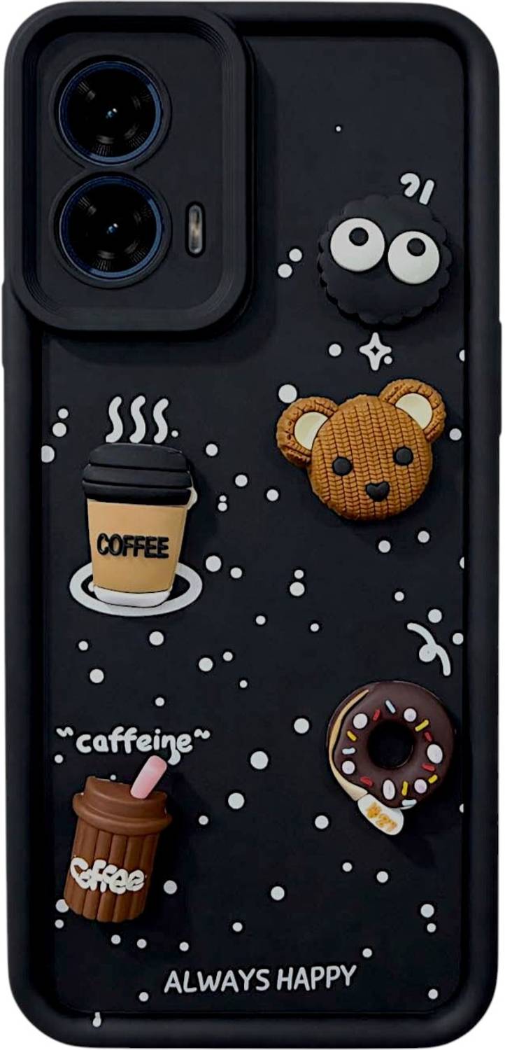 Binatge Back Cover for MOTOROLA G24 Power | Smile Taddy |3D Ball Bear |Milk cake |Coffee Case