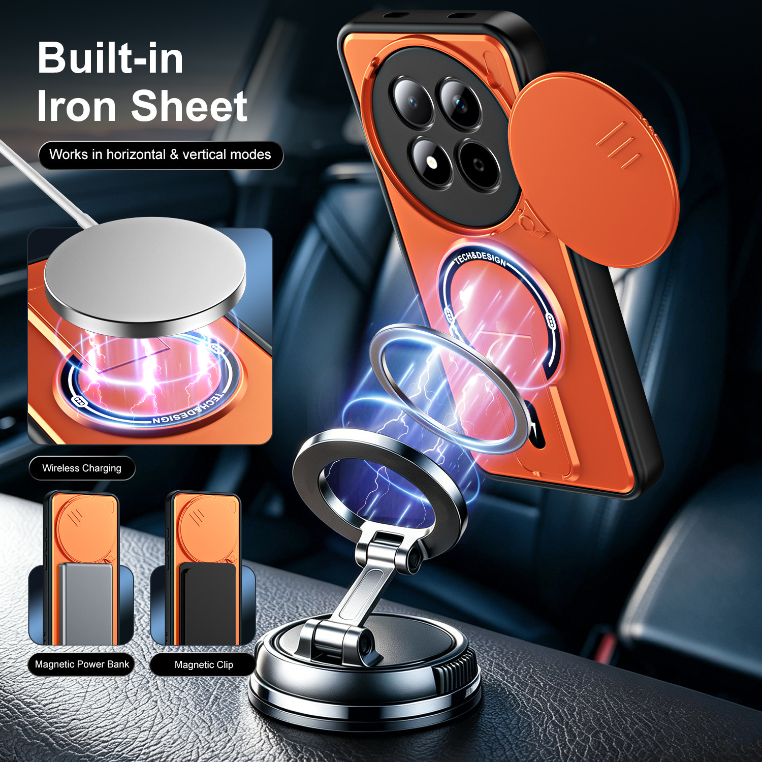 Image of Vkmei Back Cover for vivo X200T (Orange, Shock Proof, Polycarbonate, Pack of: 1)