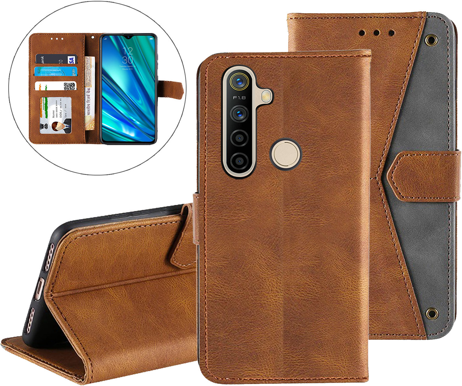 Image of Autofocus Back Cover for Realme 5 Pro (Brown, Magnetic Case, Pack of: 1)