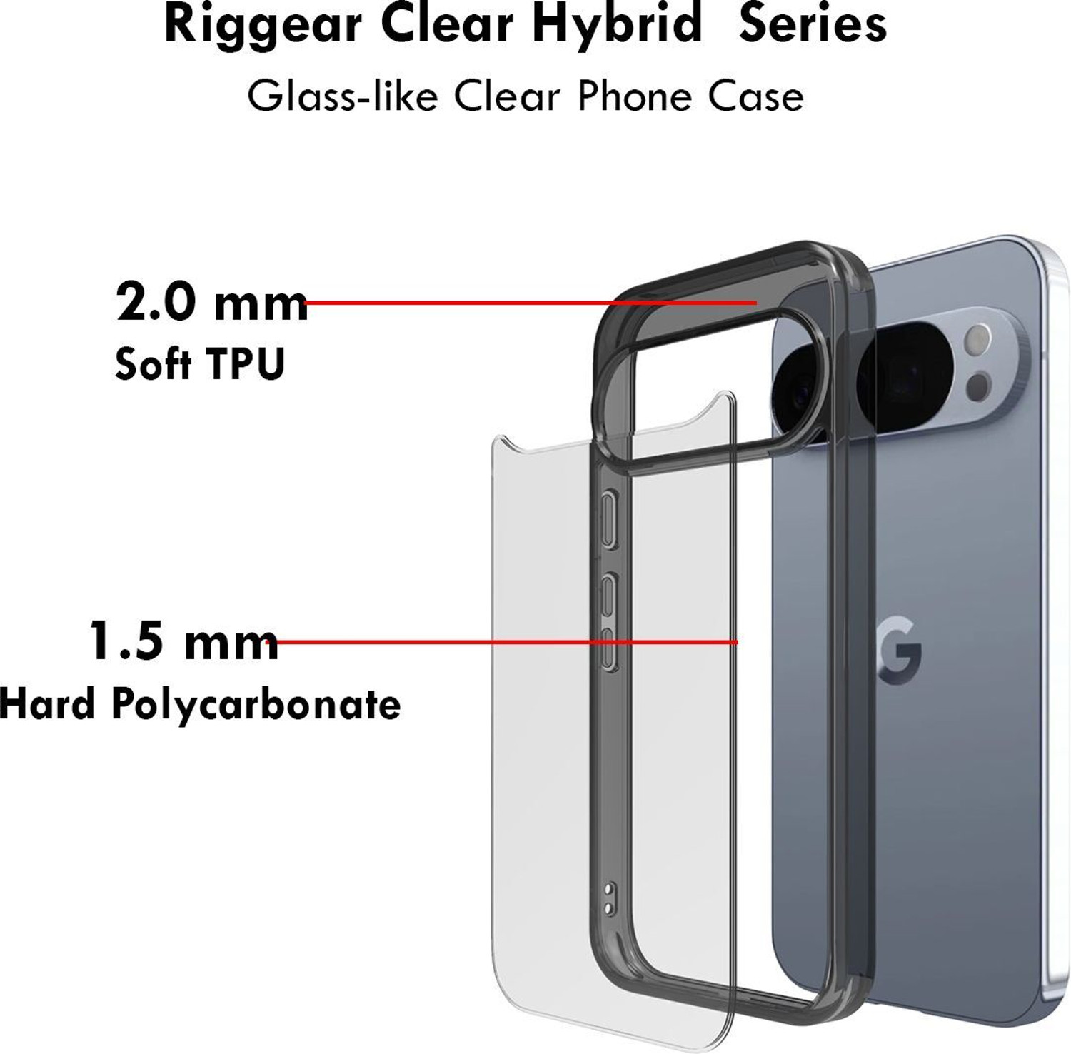 Image of RIGGEAR Back Cover for Google Pixel 10, Google Pixel 10 Pro (Transparent, Shock Proof, Pack of: 1)