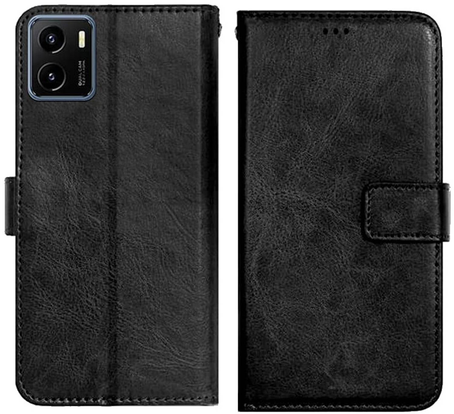 AmericHome Flip Cover for Vivo Y15s, V2125 Premium Leather Finish, with Card Pockets, Wallet Stand