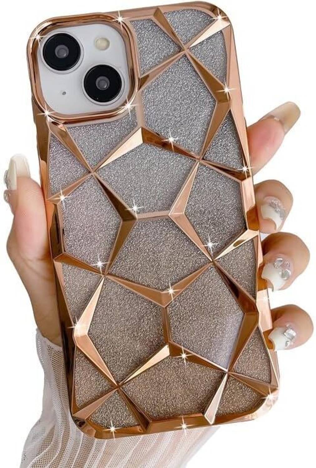 A3sprime Back Cover for Apple iPhone 15|Soft Fancy Stylish Design Diamond Cut Anti Slip Camera Protector|