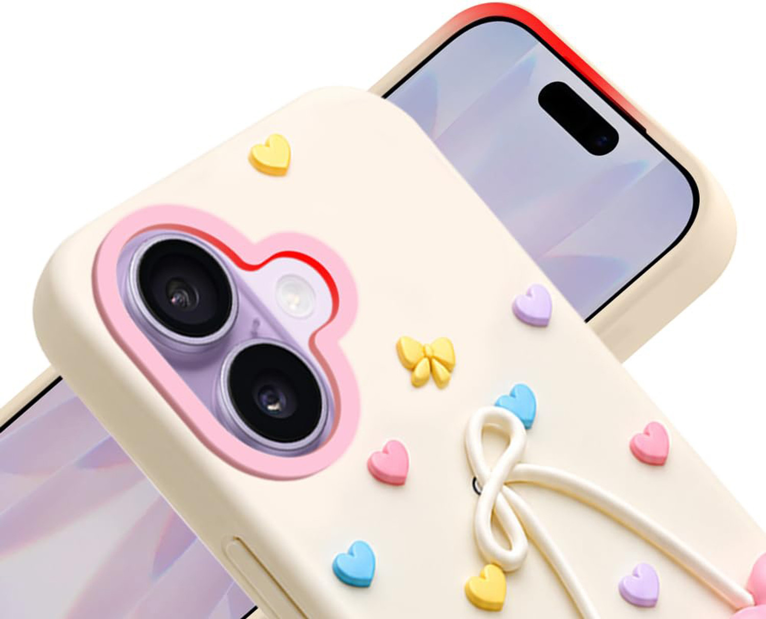 Image of ONCRAVES Back Cover for Apple iPhone 17, Cute 3D Heart Cherry Bow