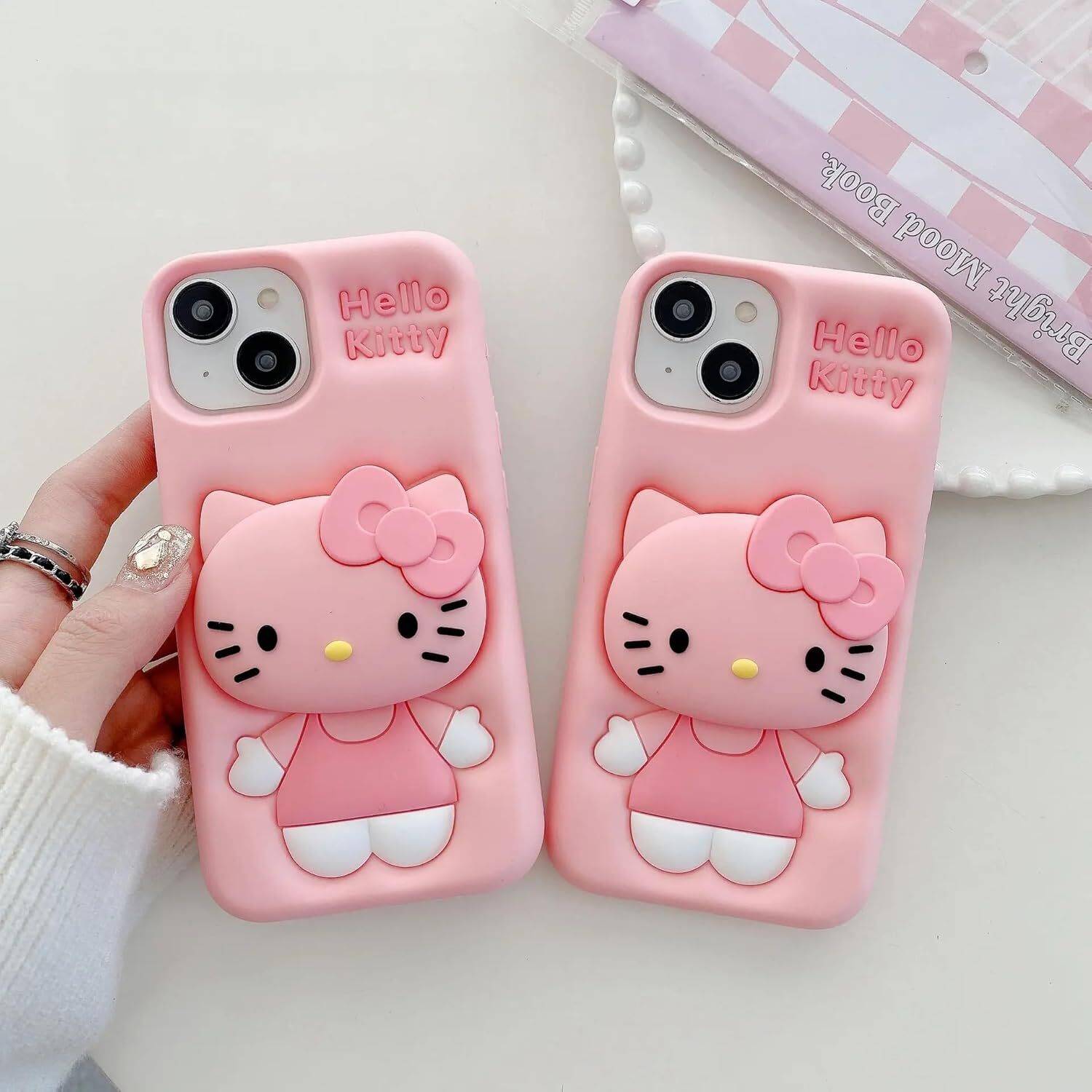 SwapME Back Cover for iPhone 13/14/15, 3D Cartoon Hello Kitty