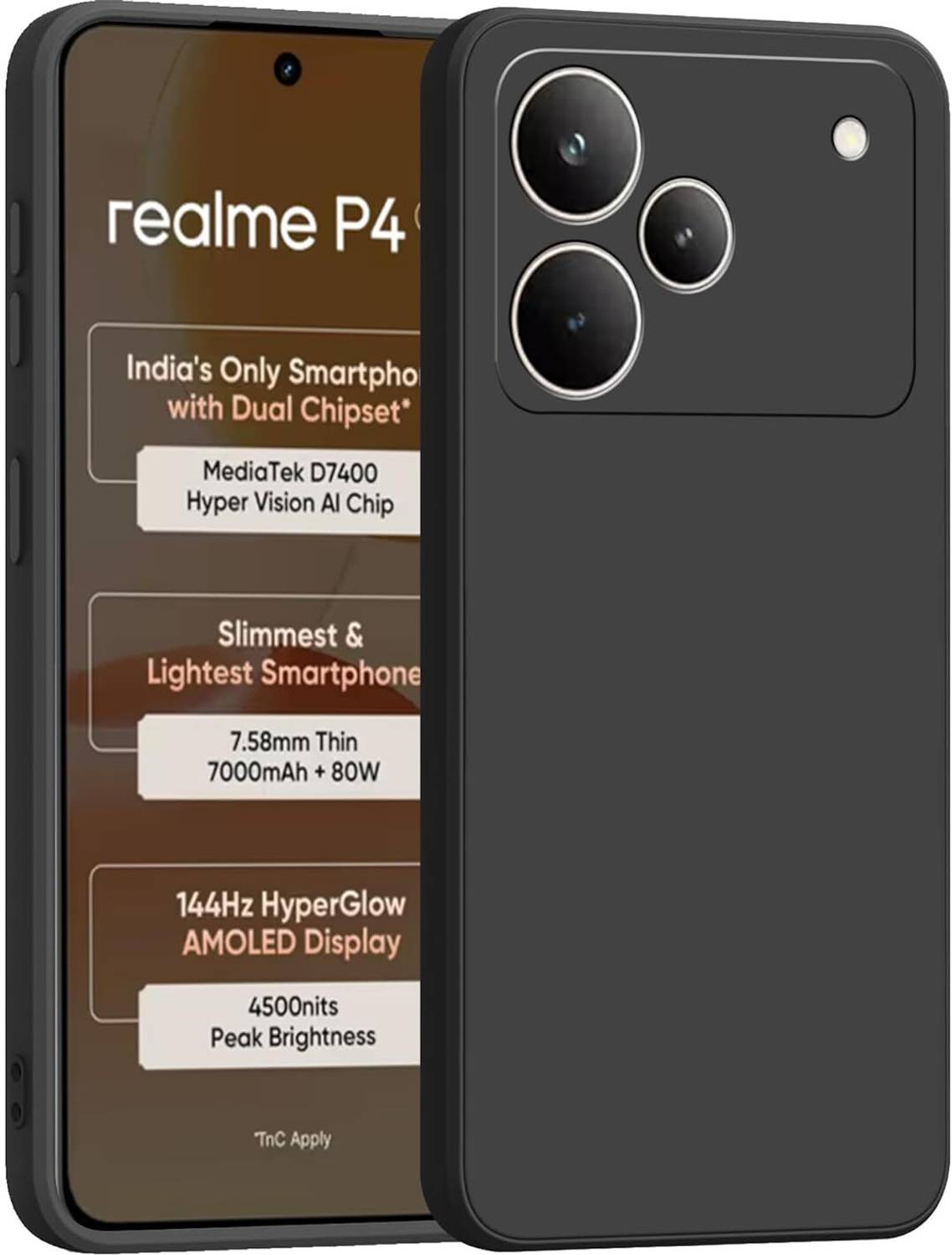 NEXZONE Back Cover for REALME P4, Black - Image 1