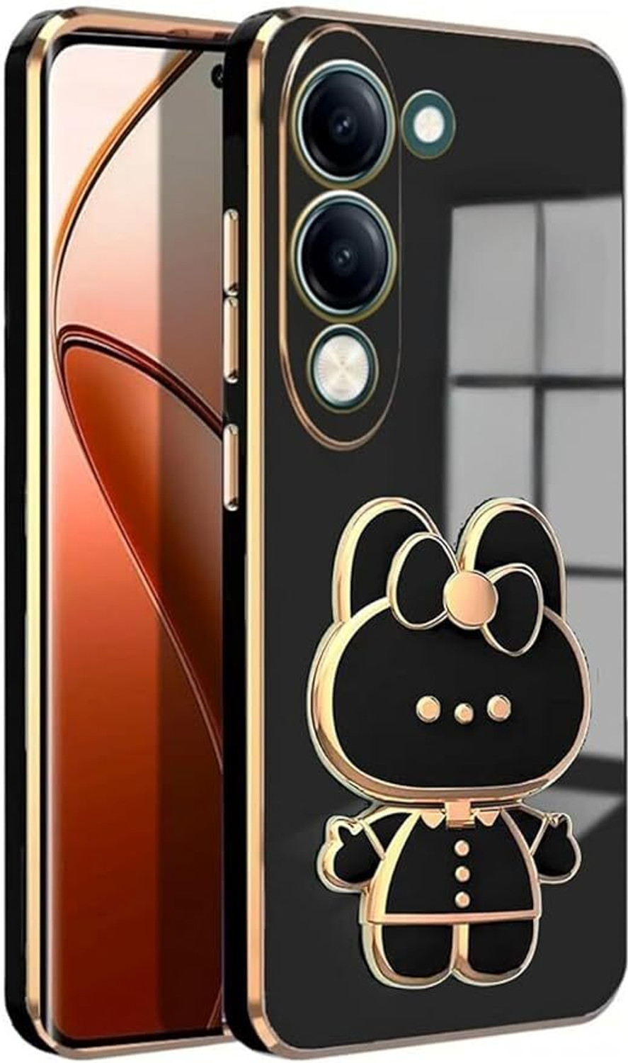 Image of Astimi Back Cover for vivo Y19e with Cute 3D Cartoon Shaped Folding Mobile Stand Holder Case