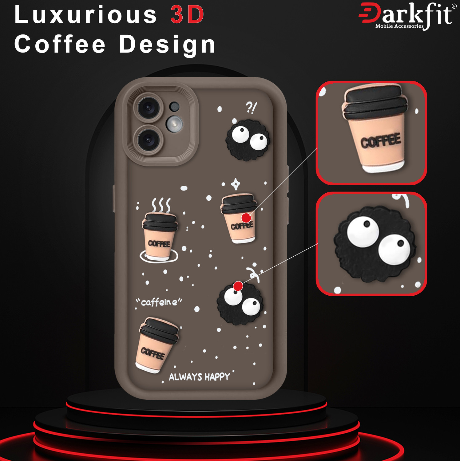 Image of DARKFIT Back Cover for Apple iPhone 12 Mini, 3D Coffee Design Case