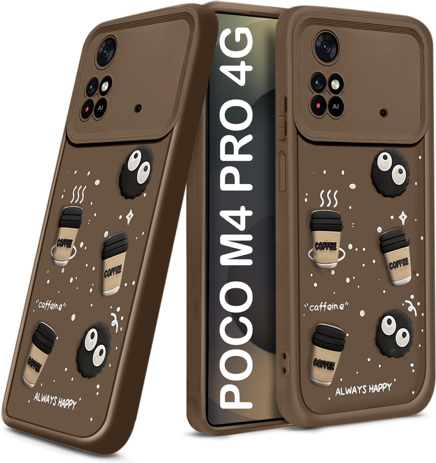 Image of TRUEUPGRADE Back Cover for Poco M4 Pro 4G Cute Fun Cartoon 3D Ball Coffee Case
