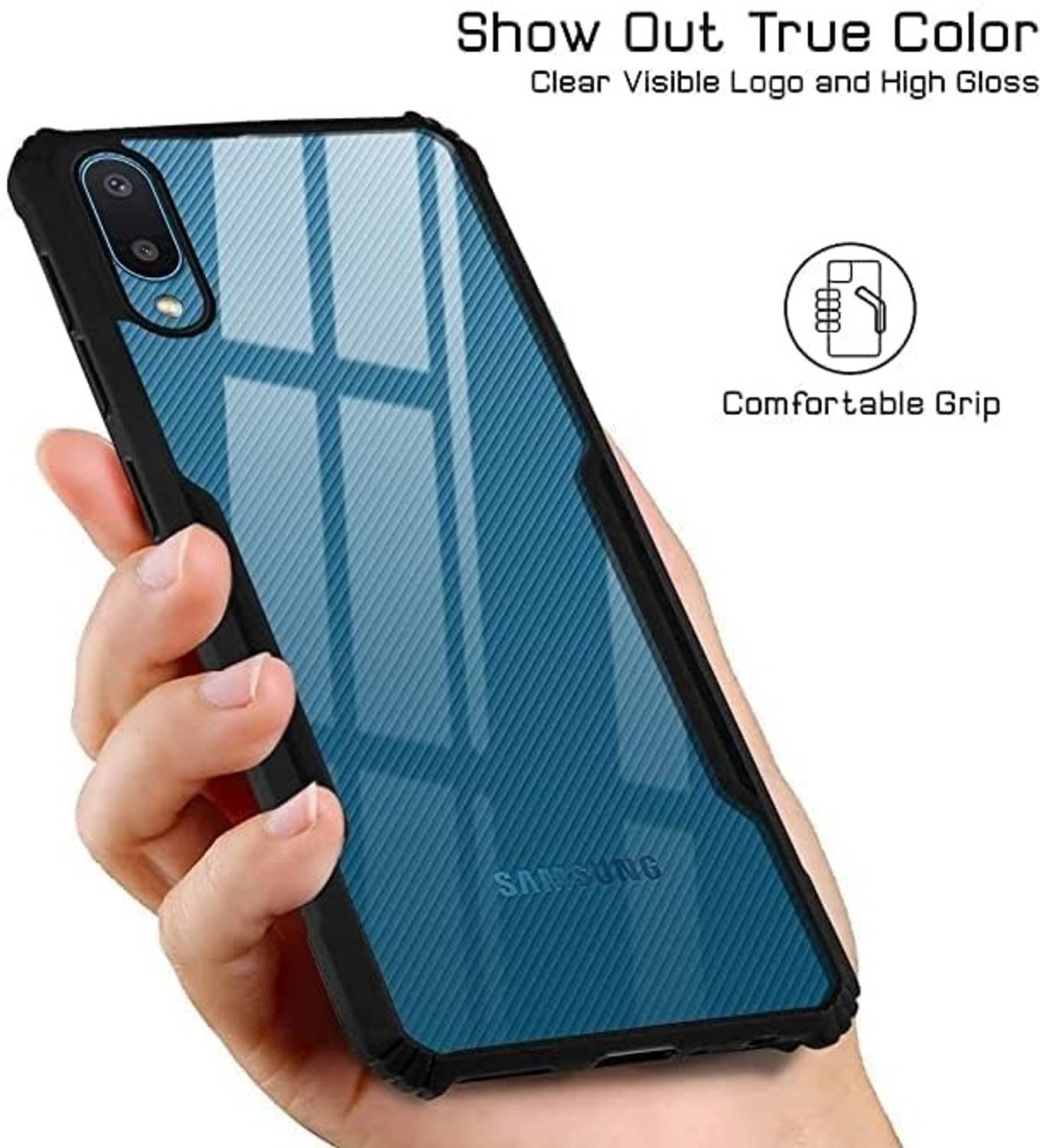 Plus Back Cover for Samsung Galaxy M02 Black - Image 3