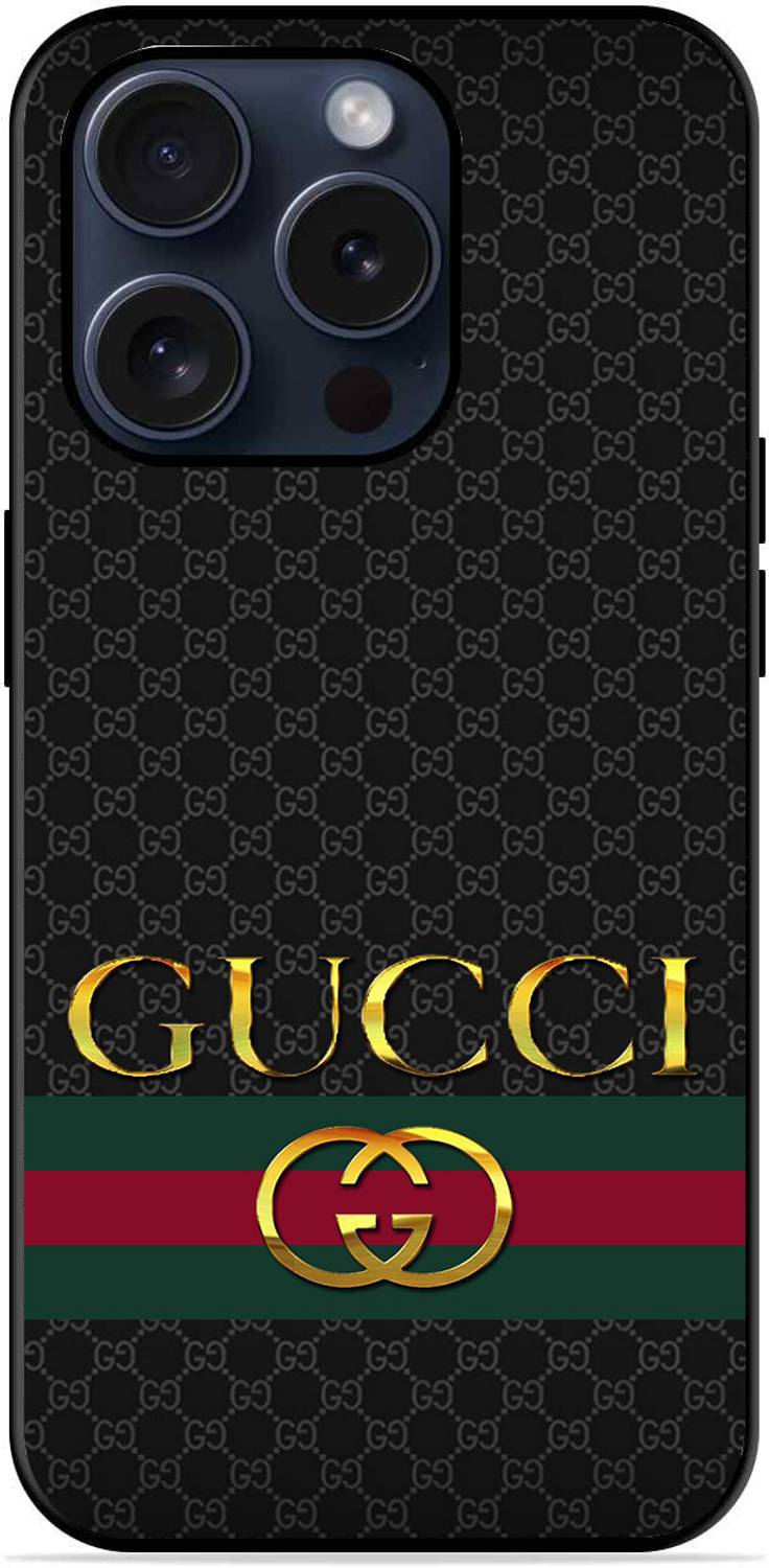GUCCI アイフォンケース　アイフォン15pro FAZAKA Back Cover for iPhone 15 Pro Max On Glossy Metal Phone