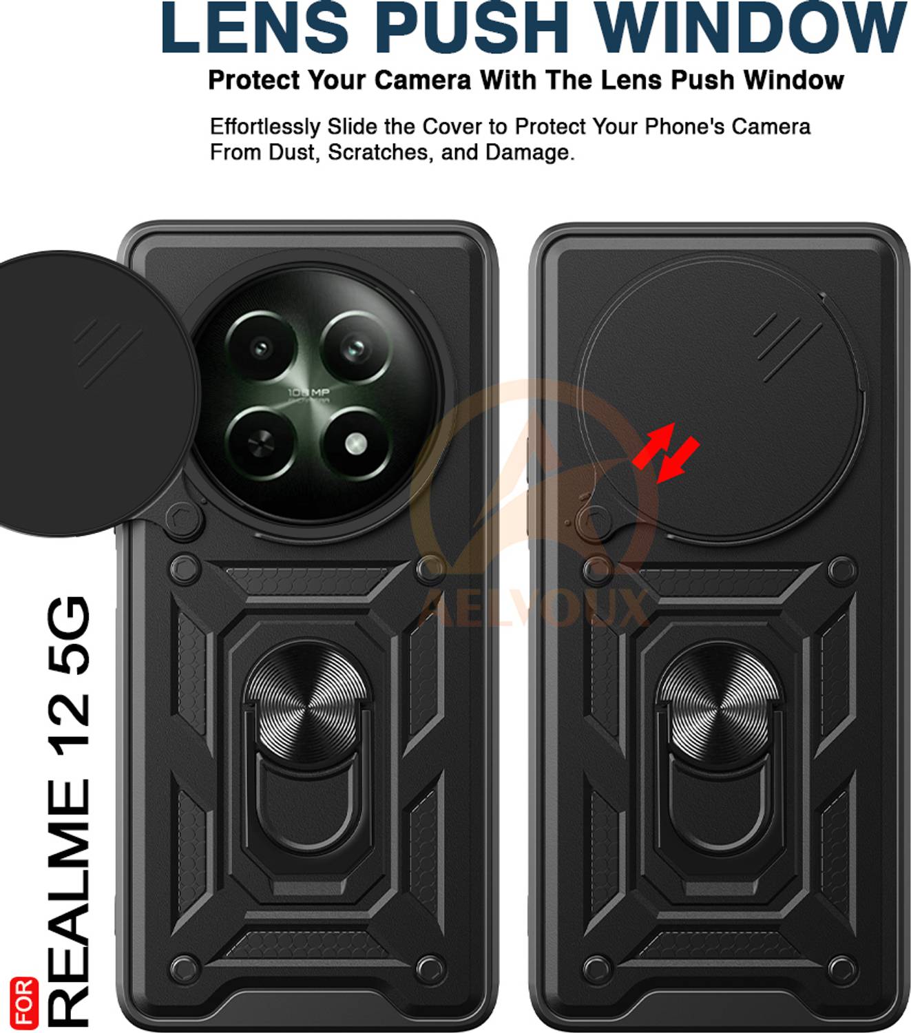 AelVouX Back Cover for Realme 12 5G Black - Image 3
