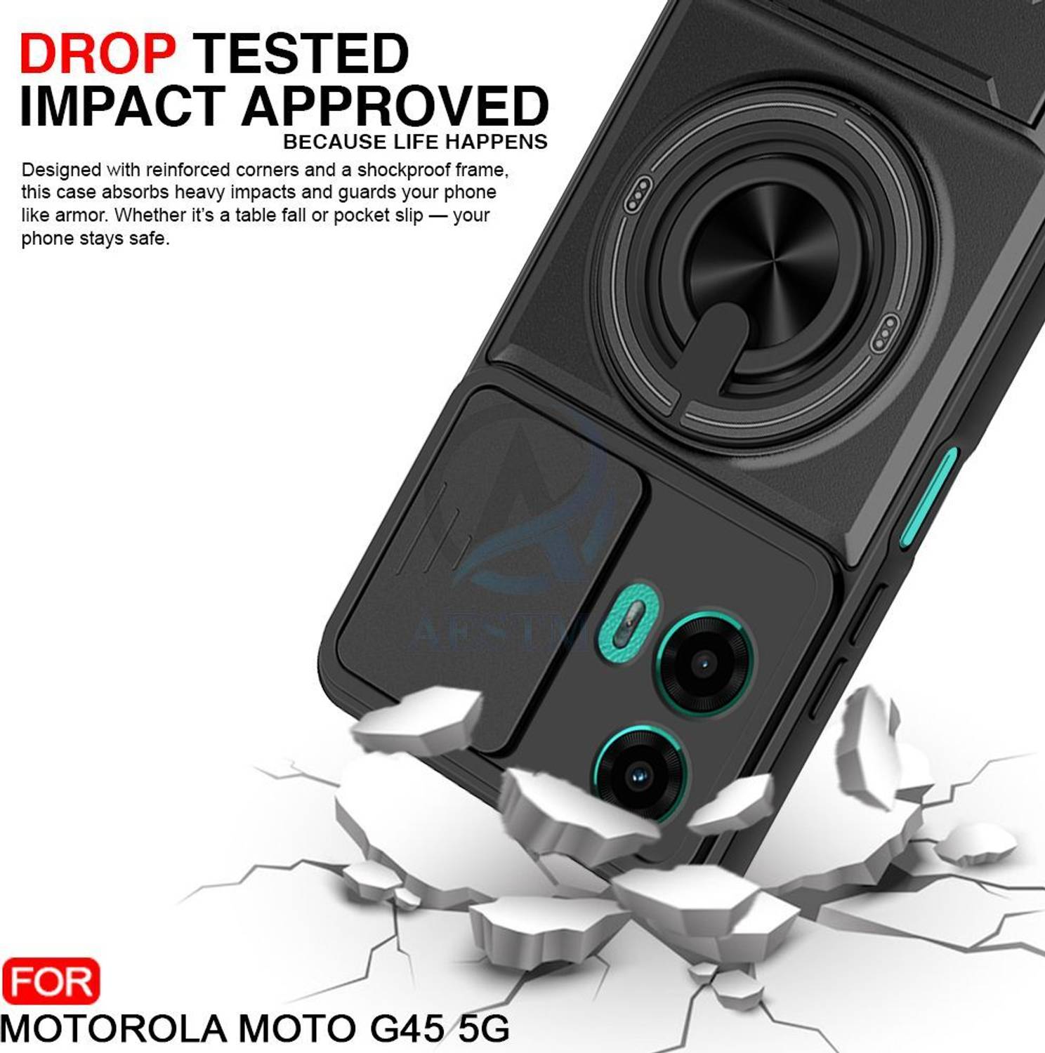 AESTMO Back Cover for Motorola G45 5G Black - Image 3