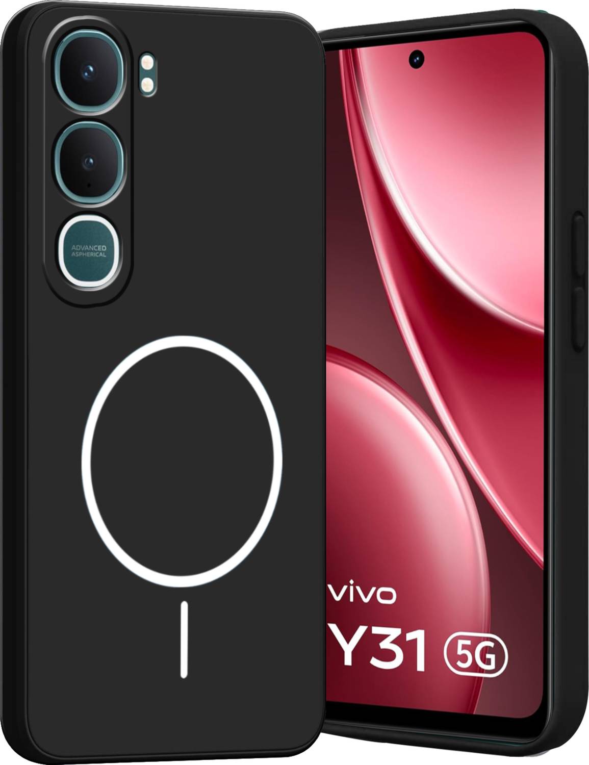 Ascensify Back Cover for vivo Y31 5G Soft Silicone, Flexible, Slim Case with Printed Ring Design