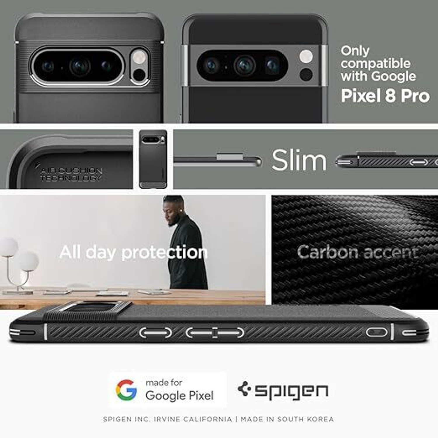 Image of Spigen Rugged Armor Back Cover for Pixel 8 Pro