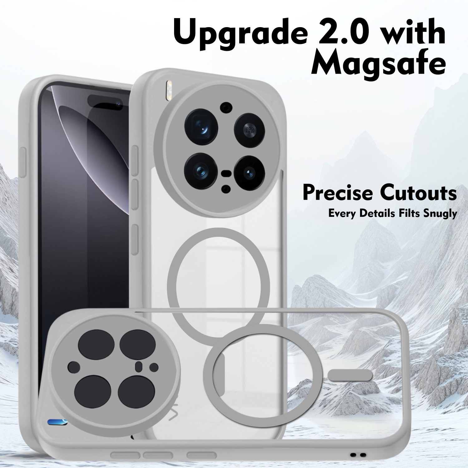 Image of V-TAN Back Cover for Vivo X300 Pro (Grey, Magsafe, Thermoplastic Polyurethane, Pack of: 1)