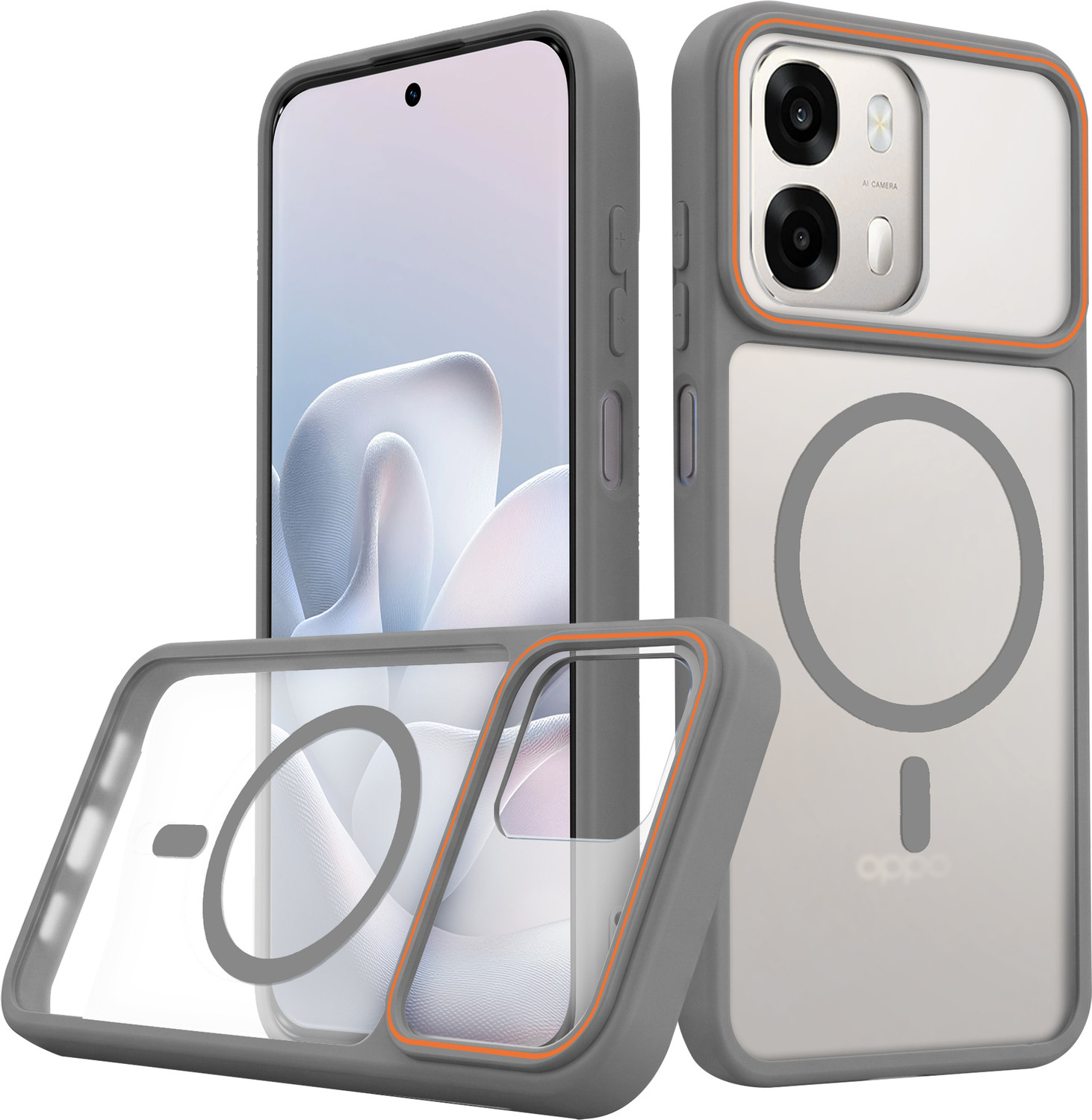Image of KartV Back Cover for Oppo K14x 5G (Grey, Camera Bump Protector, Silicon, Metal, Polycarbonate, Plastic, Pack of: 1)