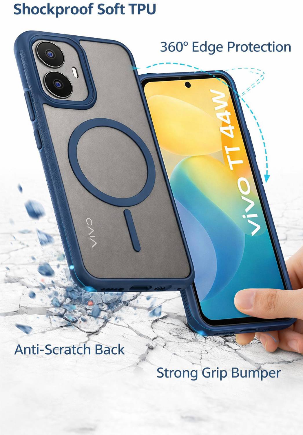 Accesories Legacy Back Cover for Vivo T1 44W / IQOO Z6 44W Blue - Image 3