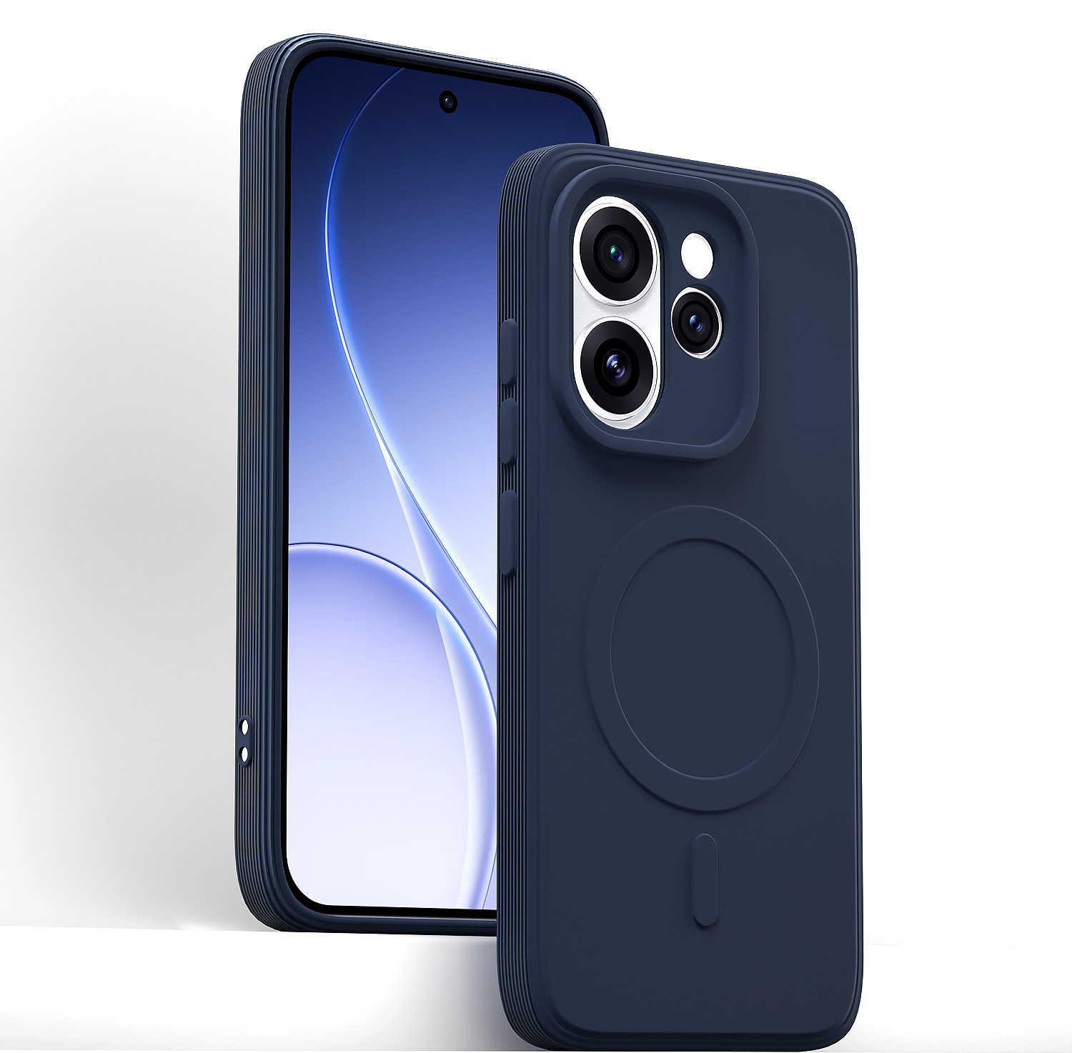 Image of Pikkme Back Cover for Oppo Reno 15 Pro Mini (Blue, Grip Case, Silicon, Pack of: 1)