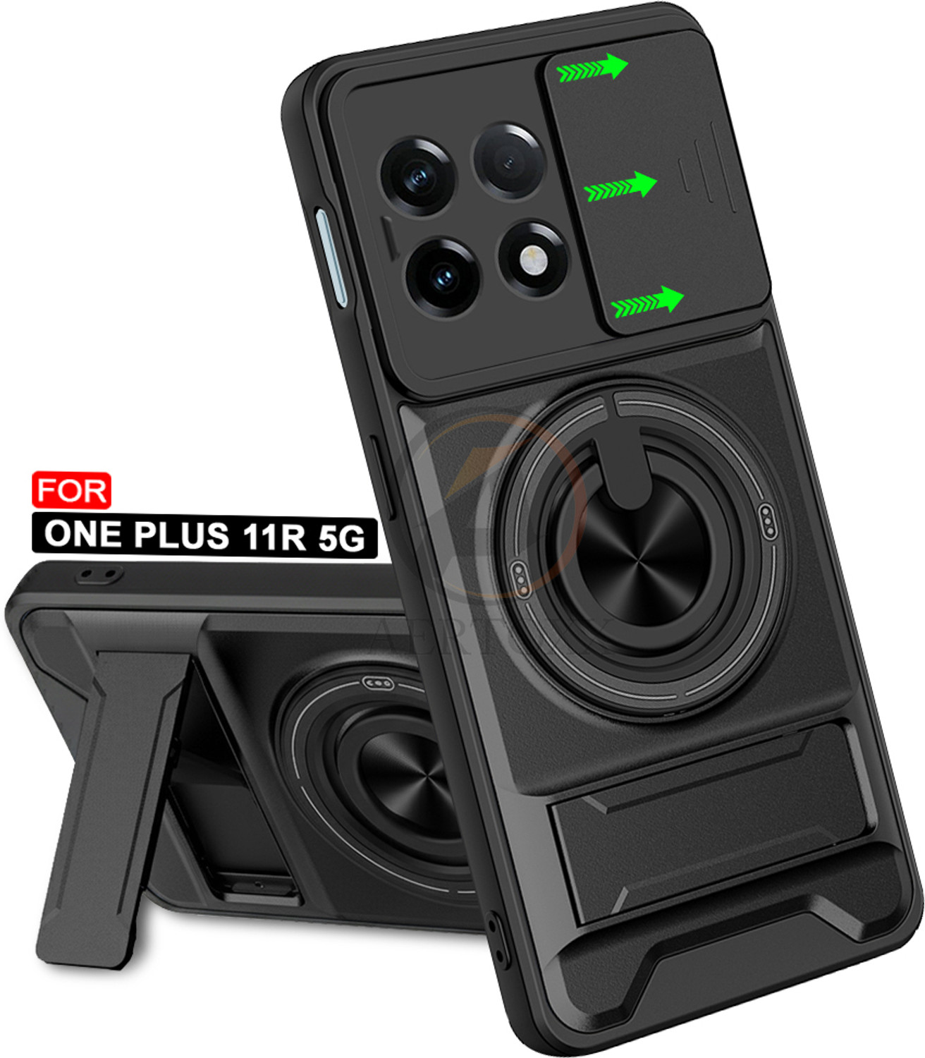 Image of AERTOXX Back Cover for Oneplus 11R 5G (Black, Rugged Armor, Polycarbonate, Thermoplastic Polyurethane, Pack of: 1)
