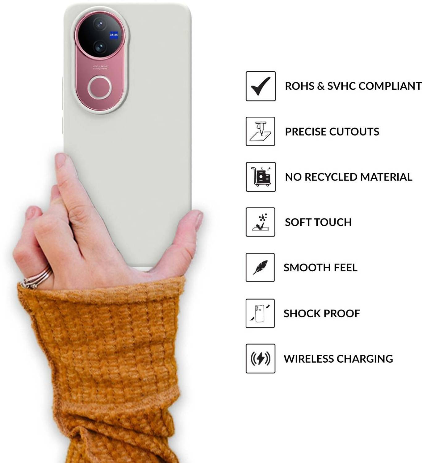 Sprig Back Cover for vivo V50 5G, Gray - Image 4