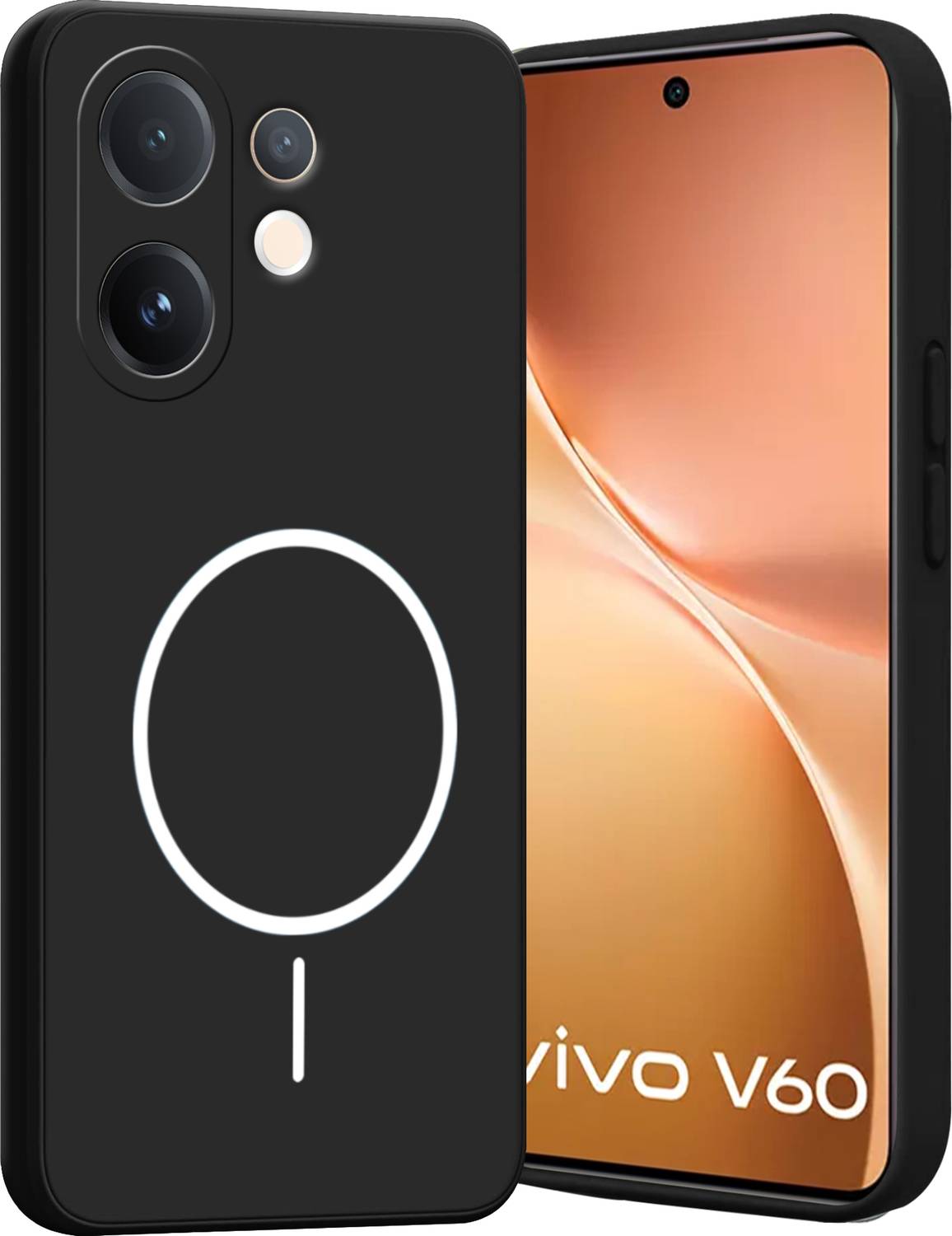 Ascensify Back Cover for vivo V60 Soft Silicone, Flexible, Slim Case with Printed Ring Design