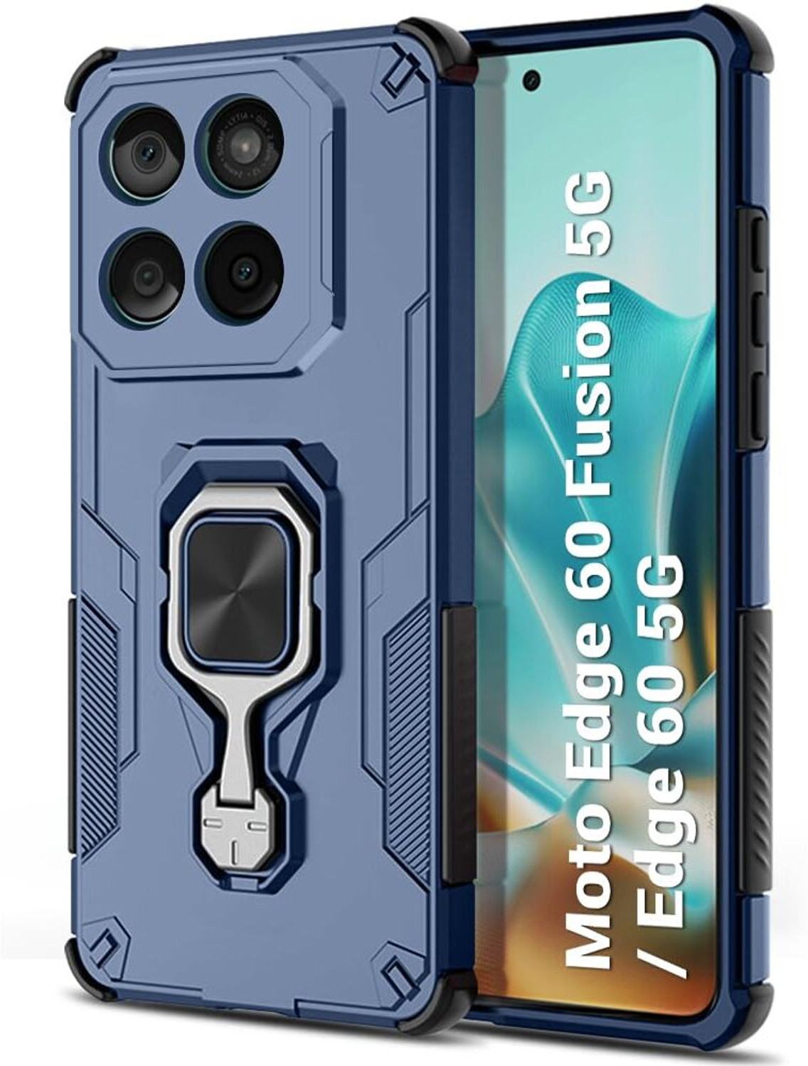 Image of SESS XUSIVE Back Cover for Motorola Moto Edge 60 Fusion 5G D5 Tough Armor Bumper Back Cover Case - Blue