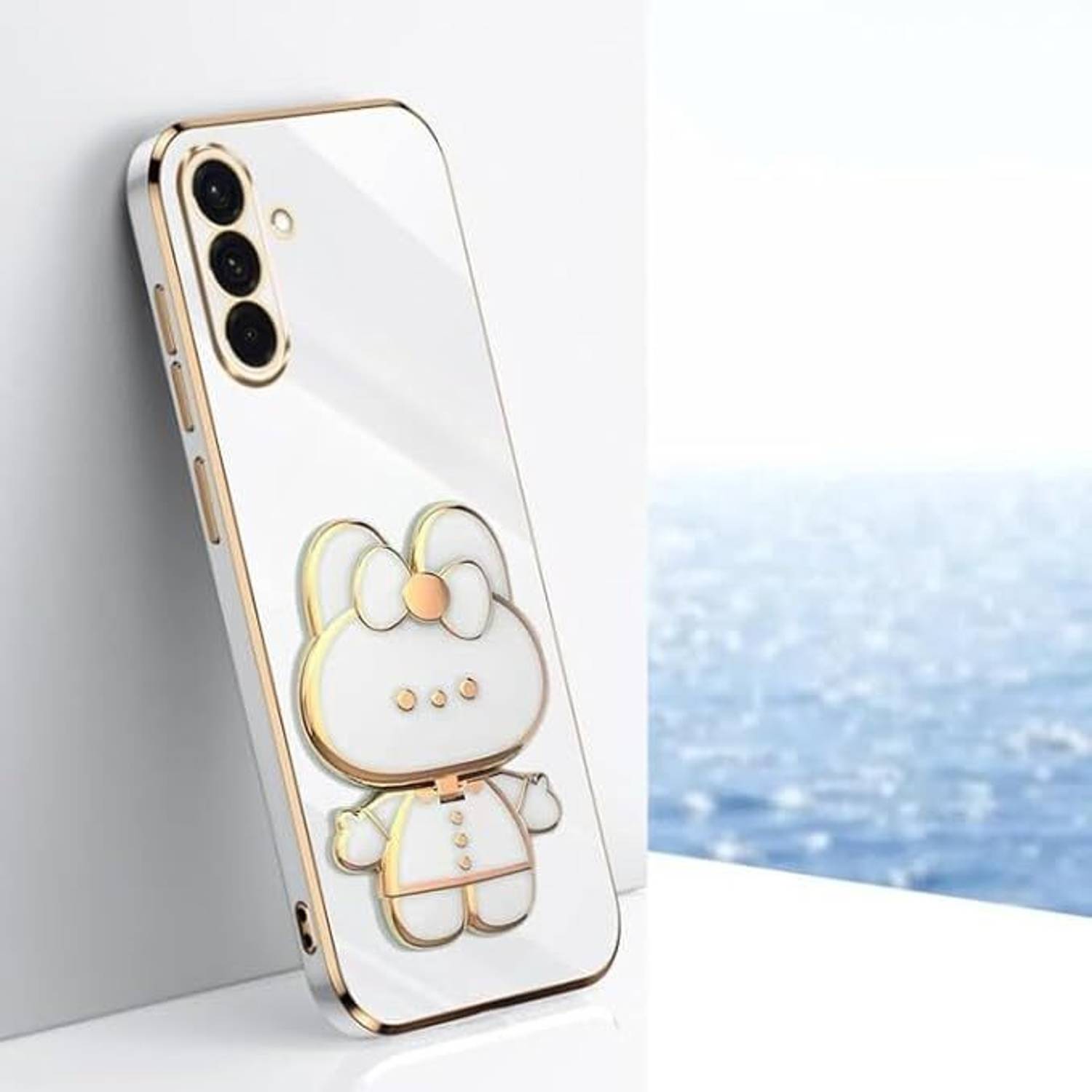 A3sprime Back Cover for Samsung Galaxy F36 5G with Cute 3D Cartoon Shaped Folding Mobile Stand Holder