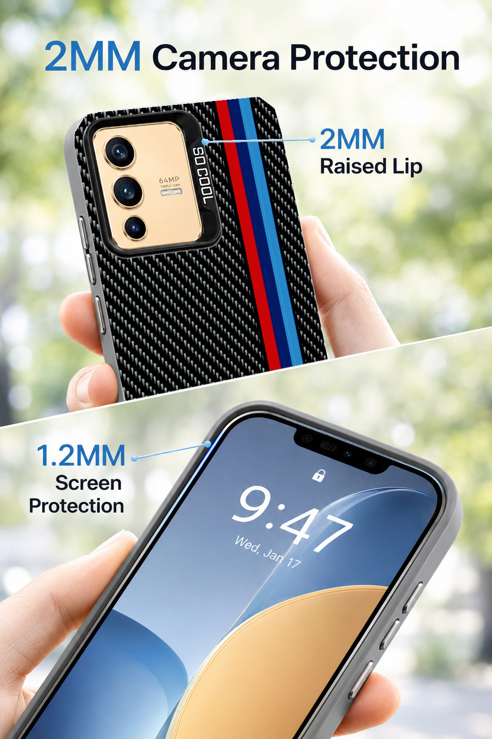 Image of PUNAK Back Cover for Vivo V23 5G (Black, Grip Case, Polycarbonate, Pack of: 1)