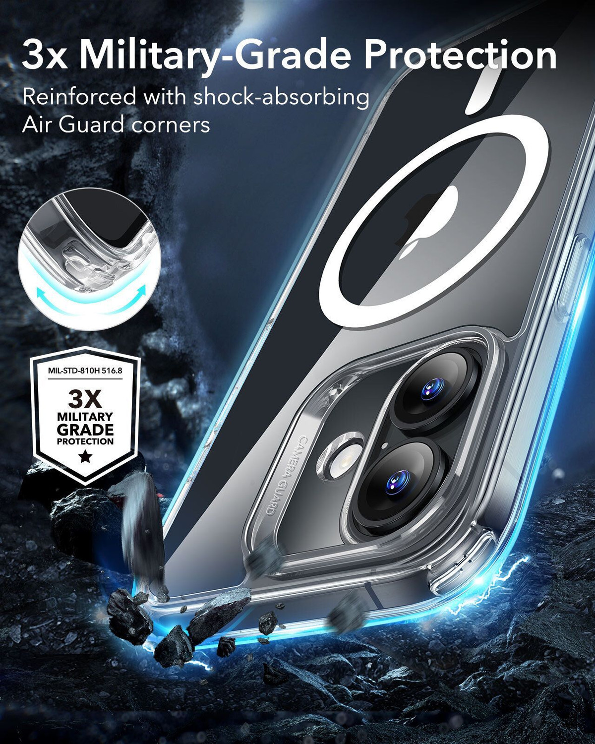 Image of ESR Back Cover for iPhone 16 Classic Case + Protector Set, MagSafe, Shockproof