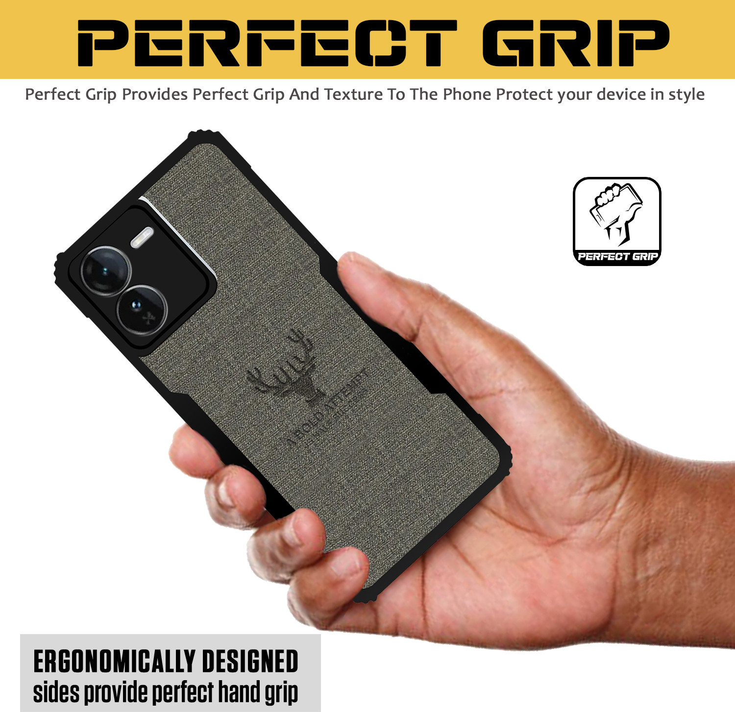 Image of Roxel Back Cover for IQOO Z9 5G |Vegan PU Leather |Deer Case| Camera Lens Protection