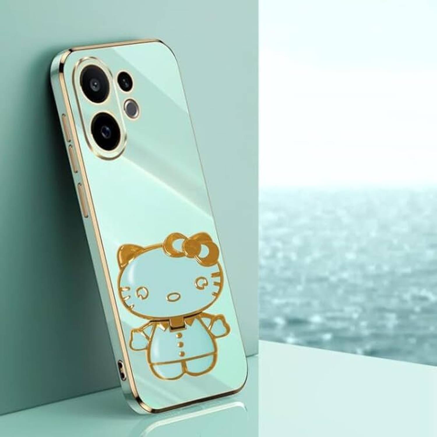 A3sprime Back Cover for vivo V60 5G with Cute 3D Cartoon Shaped Folding Mobile Stand Holder