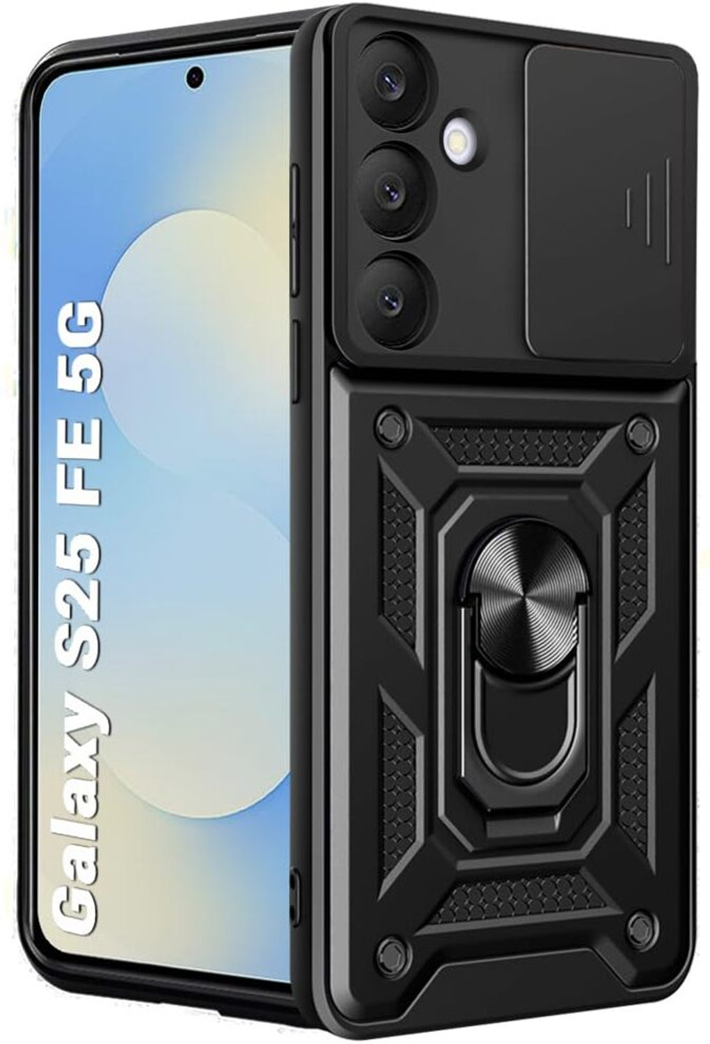 Image of Gizzo India Back Cover for Samsung Galaxy S25 FE 5G (Black, Rugged Armor, Thermoplastic Polyurethane, Pack of: 1)
