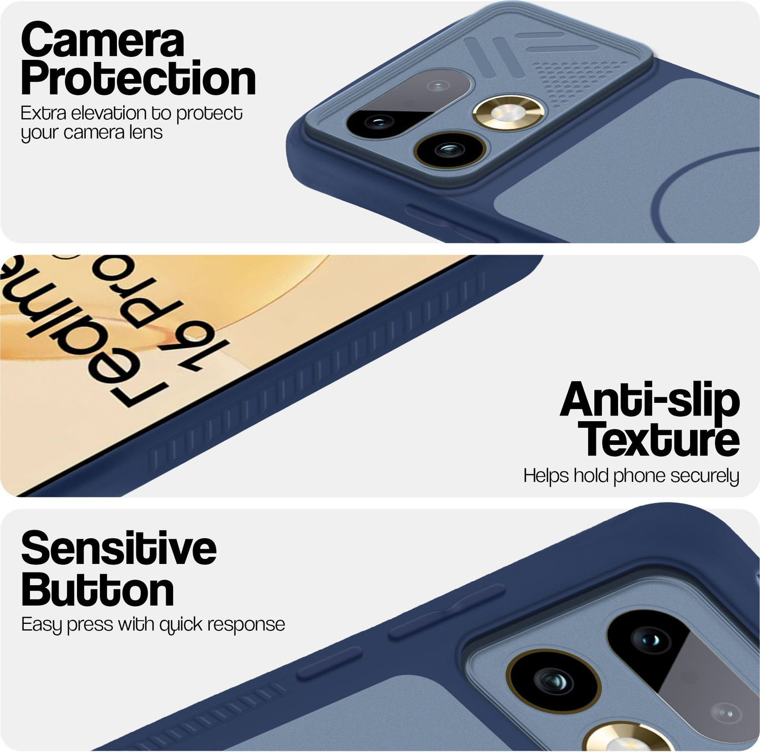 Image of Mr. Case Back Cover for Realme 16 Pro 5G (Blue, Grip Case, Silicon, Pack of: 1)