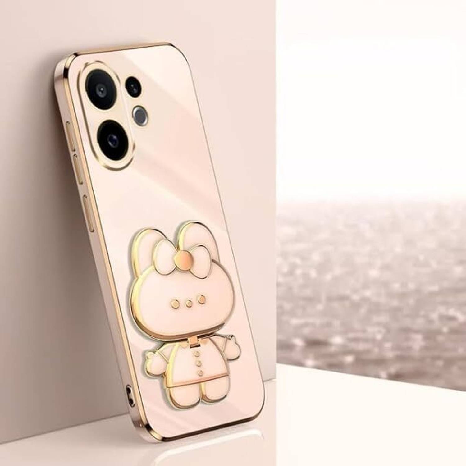 A3sprime Back Cover for vivo V60 5G with Cute 3D Cartoon Shaped Folding Mobile Stand Holder