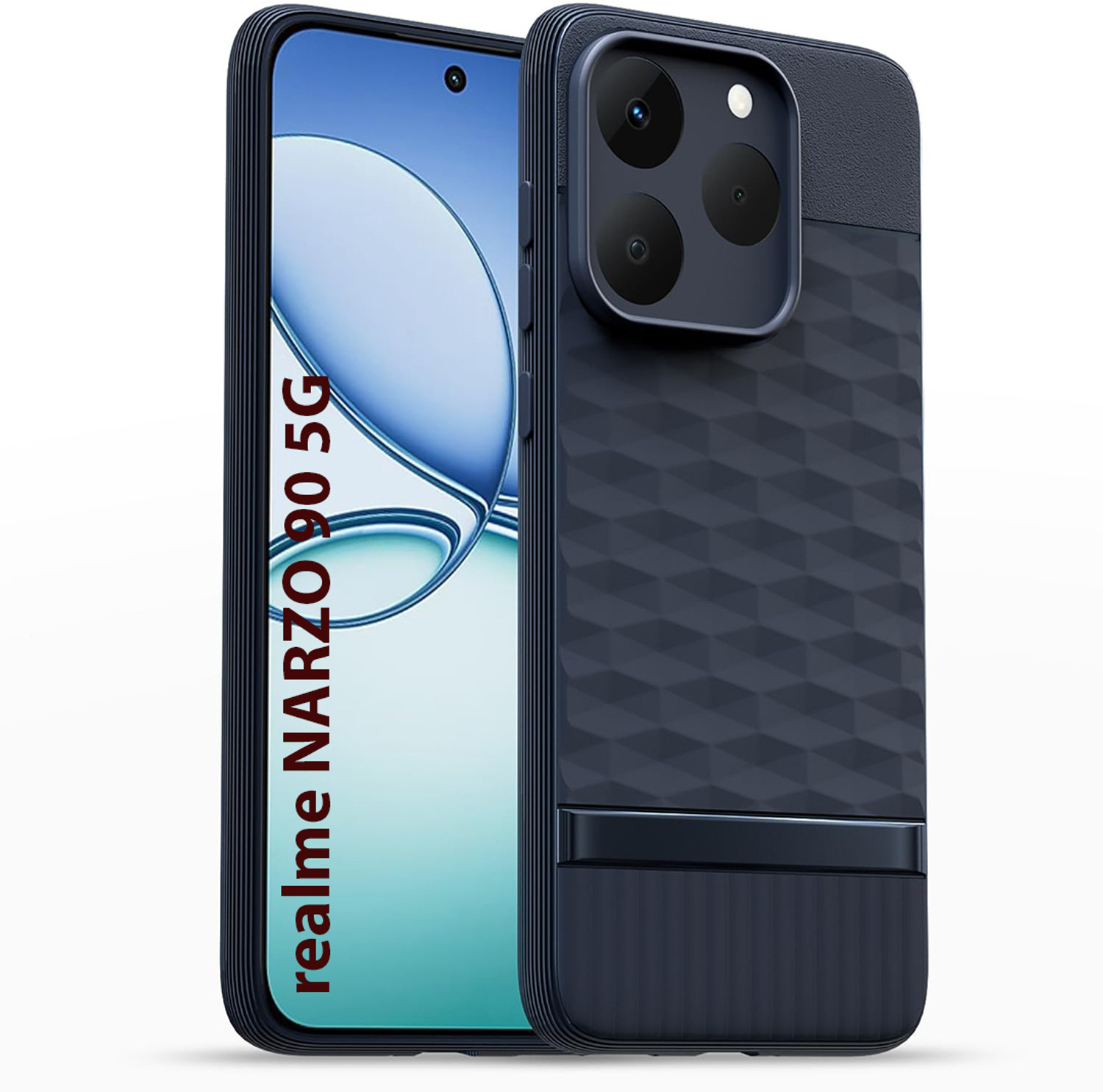 Image of ADI Creations Back Cover for realme NARZO 90 5G, Hexa Cube Design | Ultra Slim Soft Case | Inner Velvet Fabric