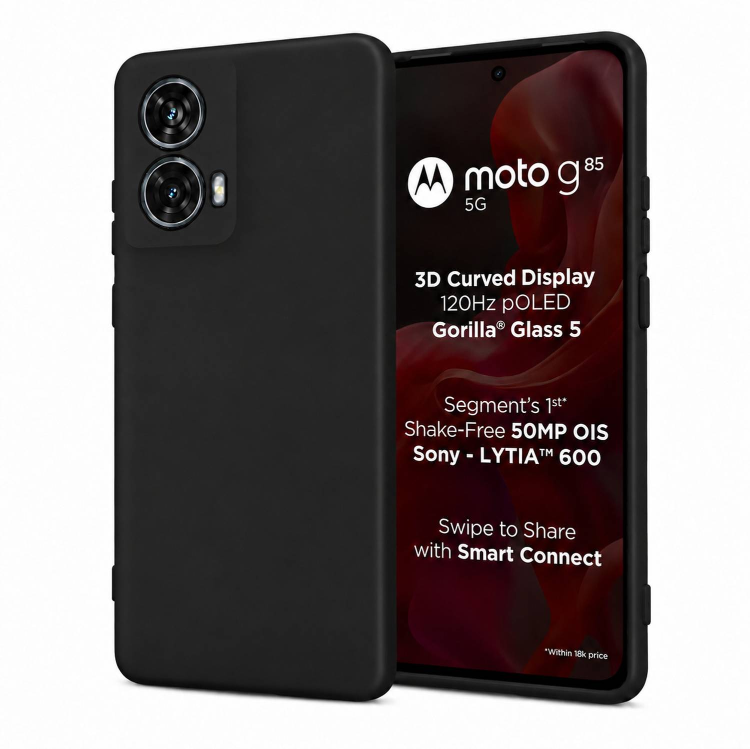 ArmourPro Back Cover for MOTOROLA G85 5G, Black Solid Silicon Case