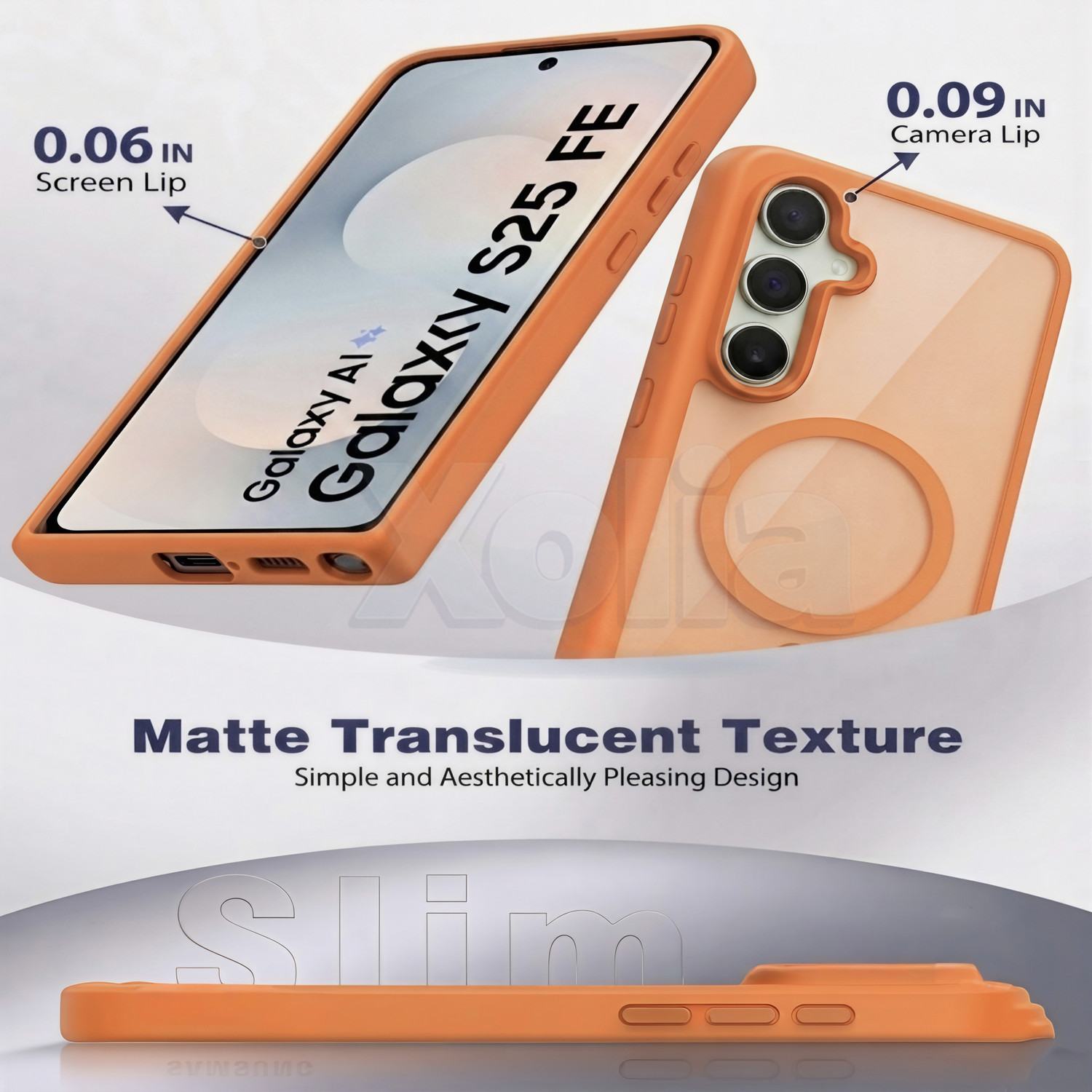 Image of Xolia Back Cover for Samsung Galaxy S25 FE 5G (Orange, Shock Proof, Polycarbonate, Silicon, Pack of: 1)