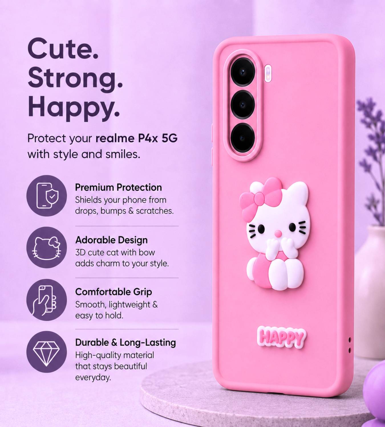 SBMS Back Cover for Realme P4X 5G Pink - Image 3