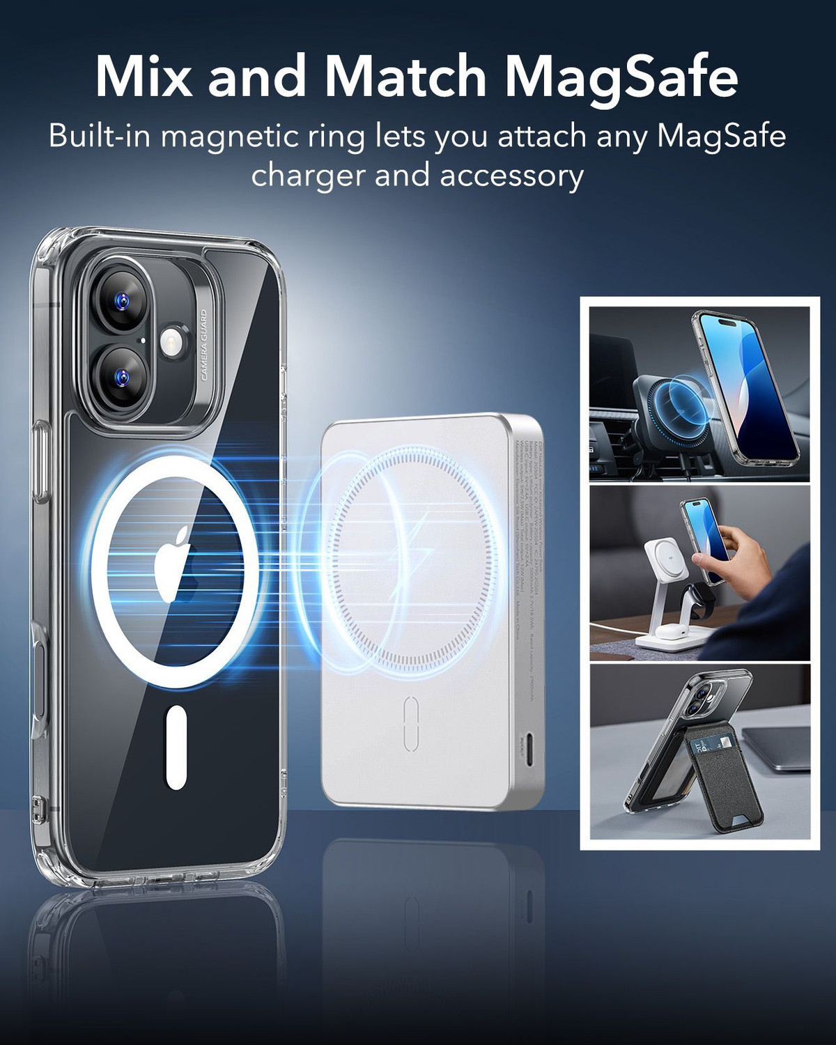 Image of ESR Back Cover for iPhone 16 Classic Case + Protector Set, MagSafe, Shockproof