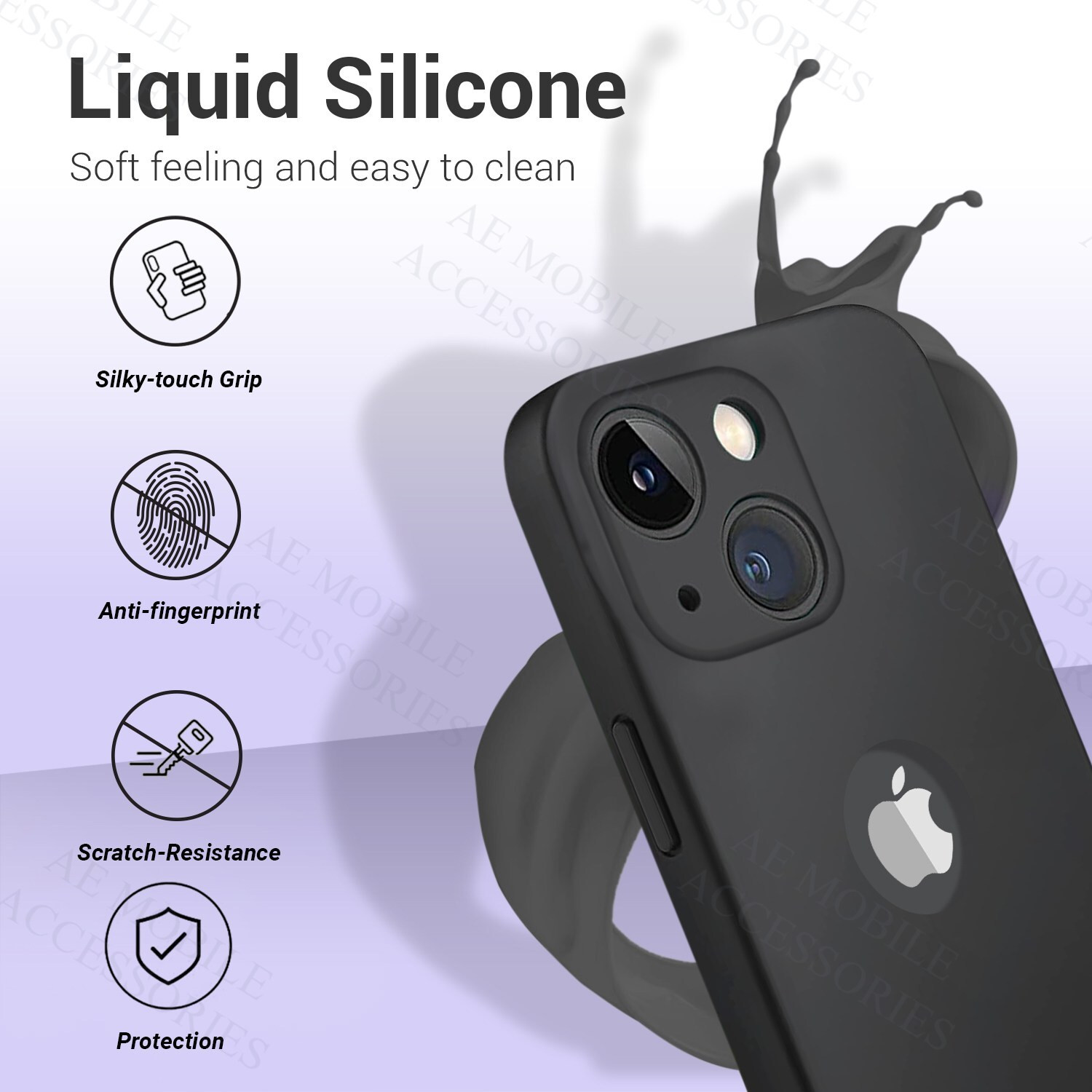Image of MobiLooks Back Cover for Apple iPhone 14, Original Silicone Logo Cut Shockproof Full Body Protection Case