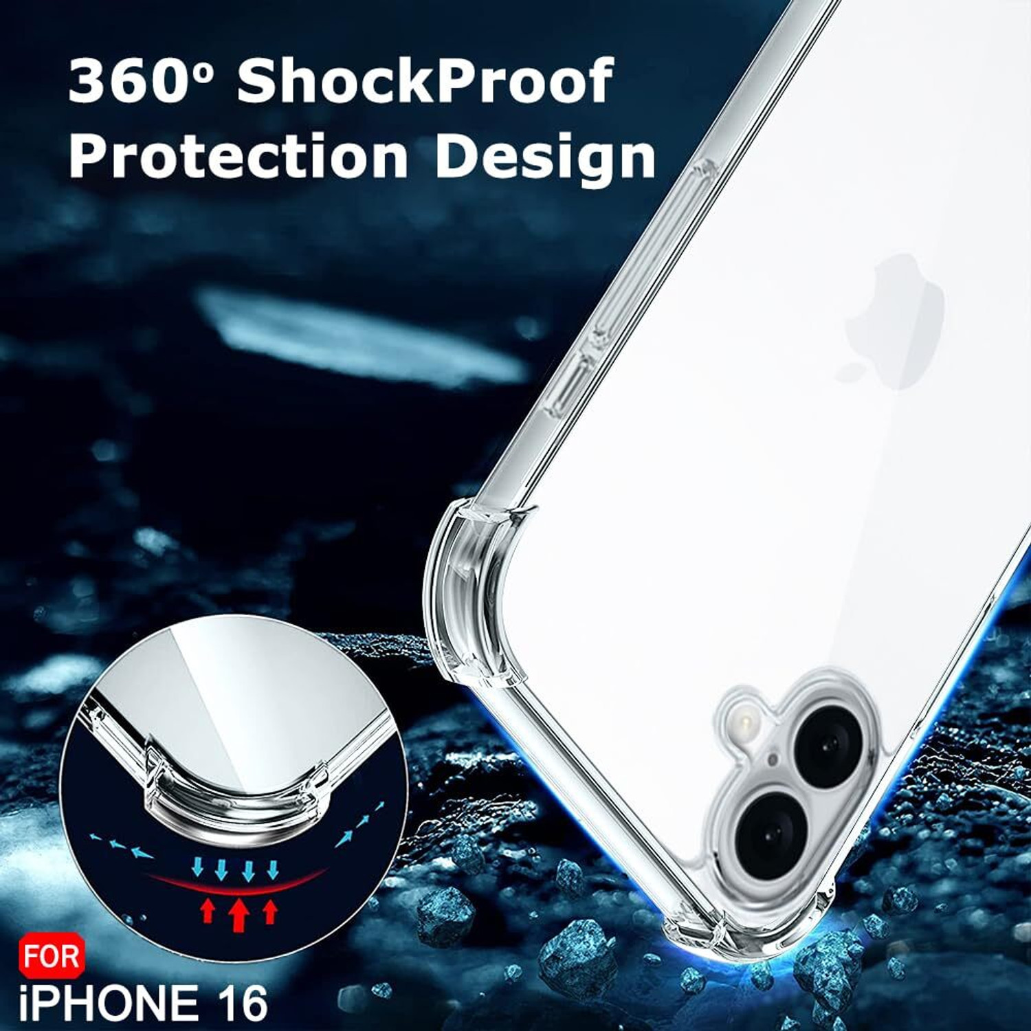 Image of CloakedShield Back Cover for iPhone 16 Case with Raised Camera Edge & Four Corner Protection
