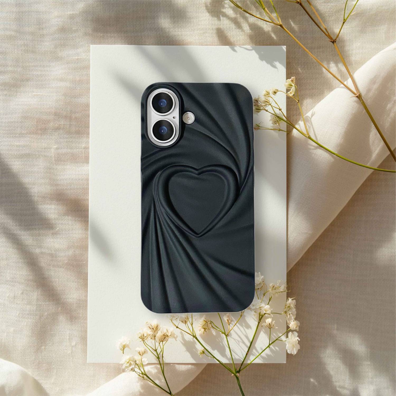 bafaon Back Cover for Apple iPhone 17 Stylish 3D Heart Embossed Back Cover | Soft Silicone Case