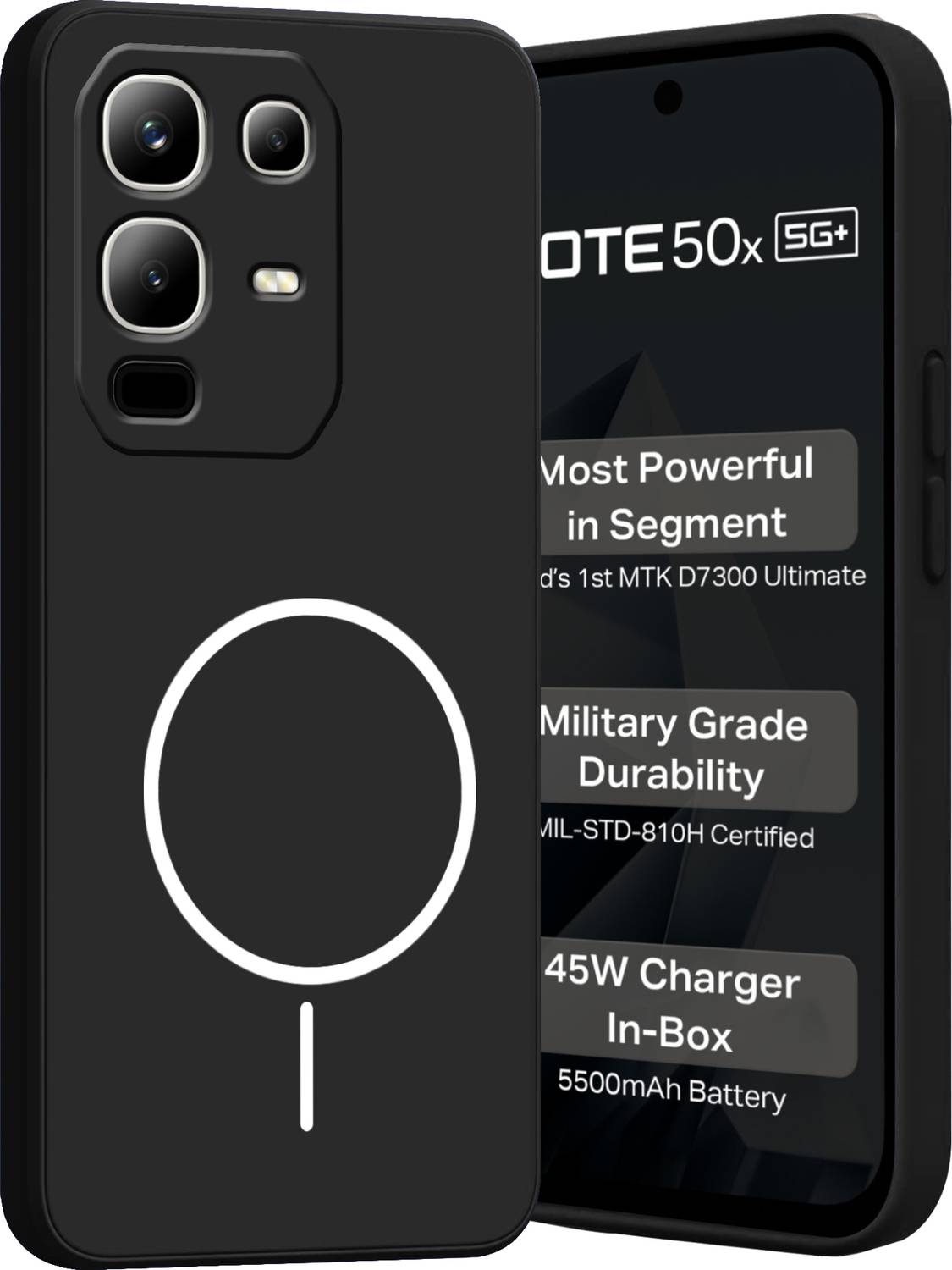 Ascensify Back Cover for Infinix Note 50x 5G Soft Silicone, Flexible, Slim Case with Printed Ring Design