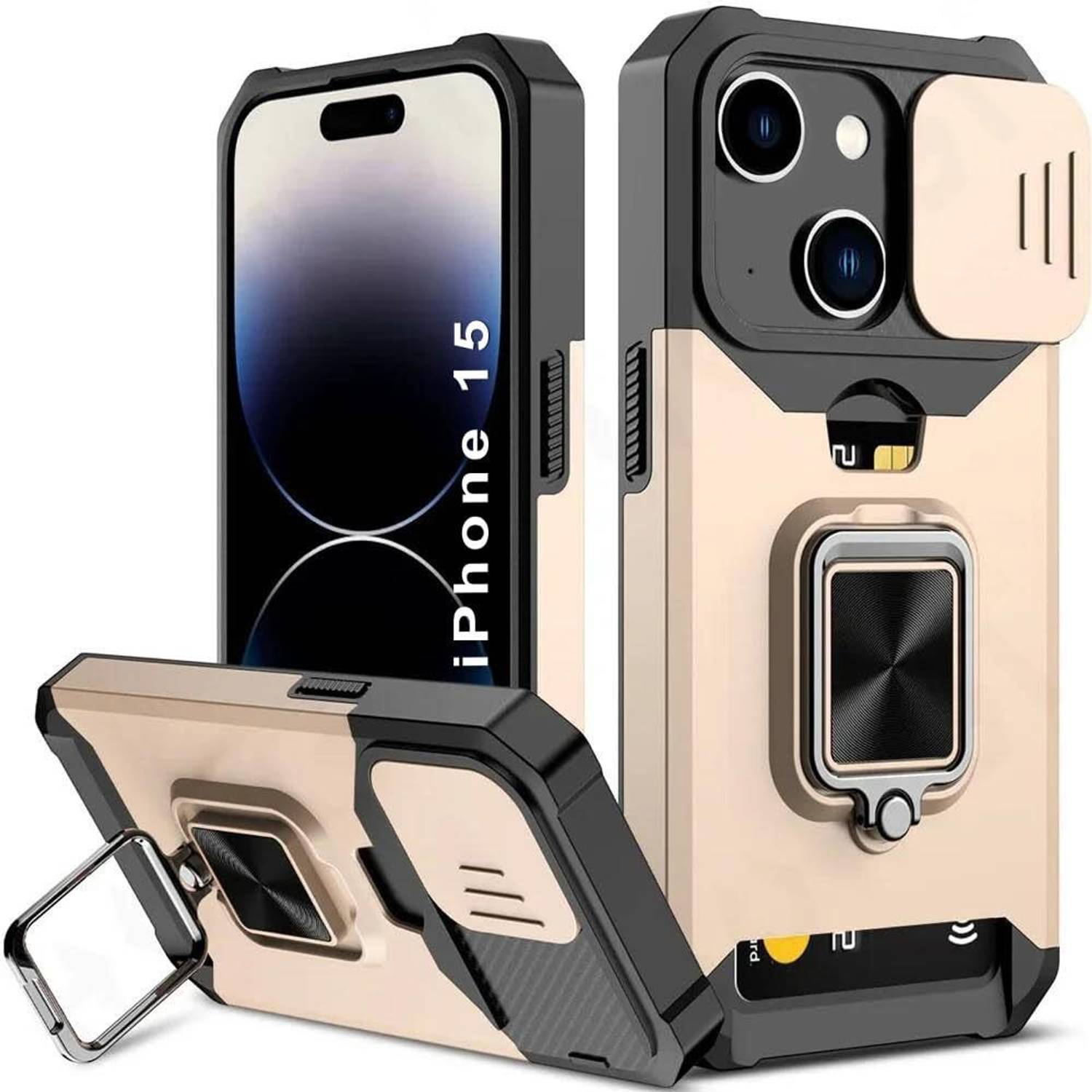 RakshaCase Back Cover for Apple iPhone 15 Gold - Image 1